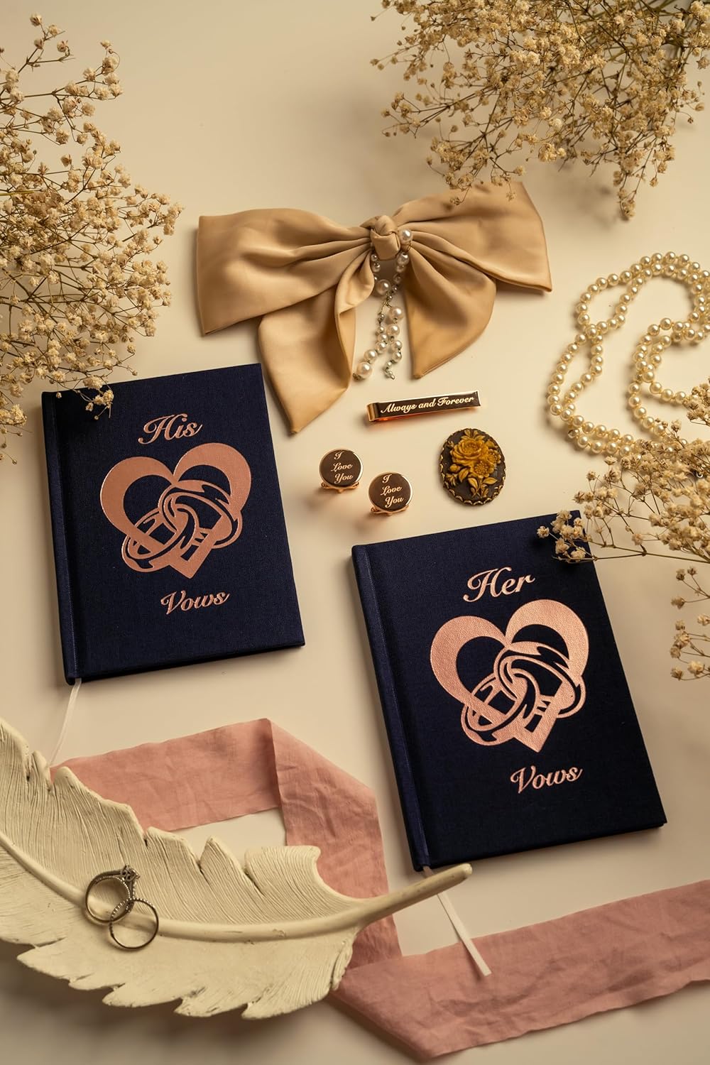 IMPRESS Vow Books His and Hers Wedding Linen Foil Stamped