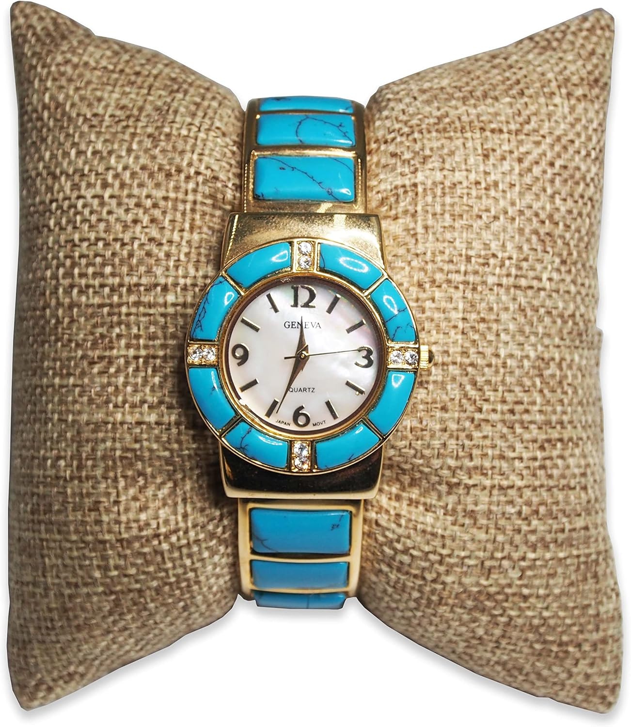NicePackaging 6 Piece Rustic Brown Burlap Watch Pillow Display