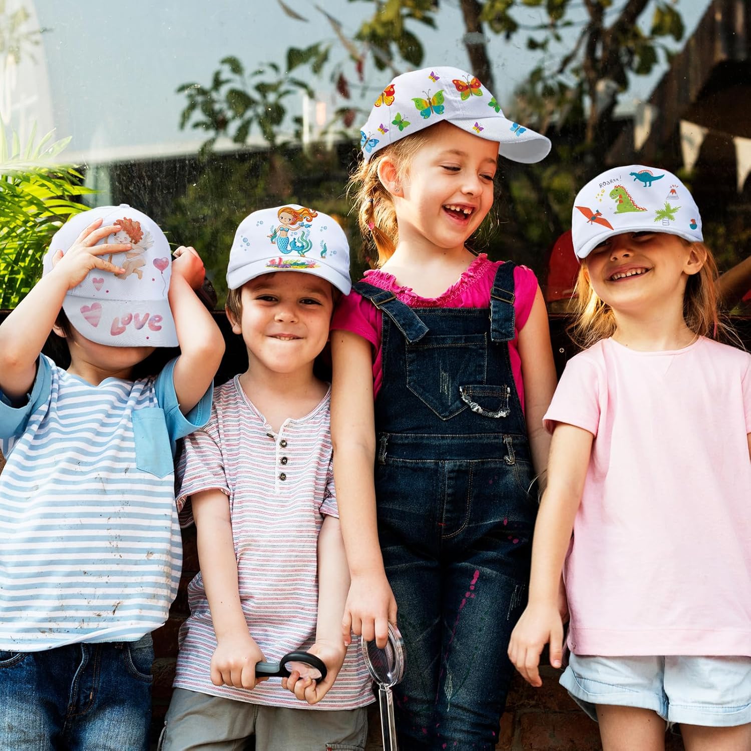 Back to School White Baseball Hats Bulk DIY for Kids