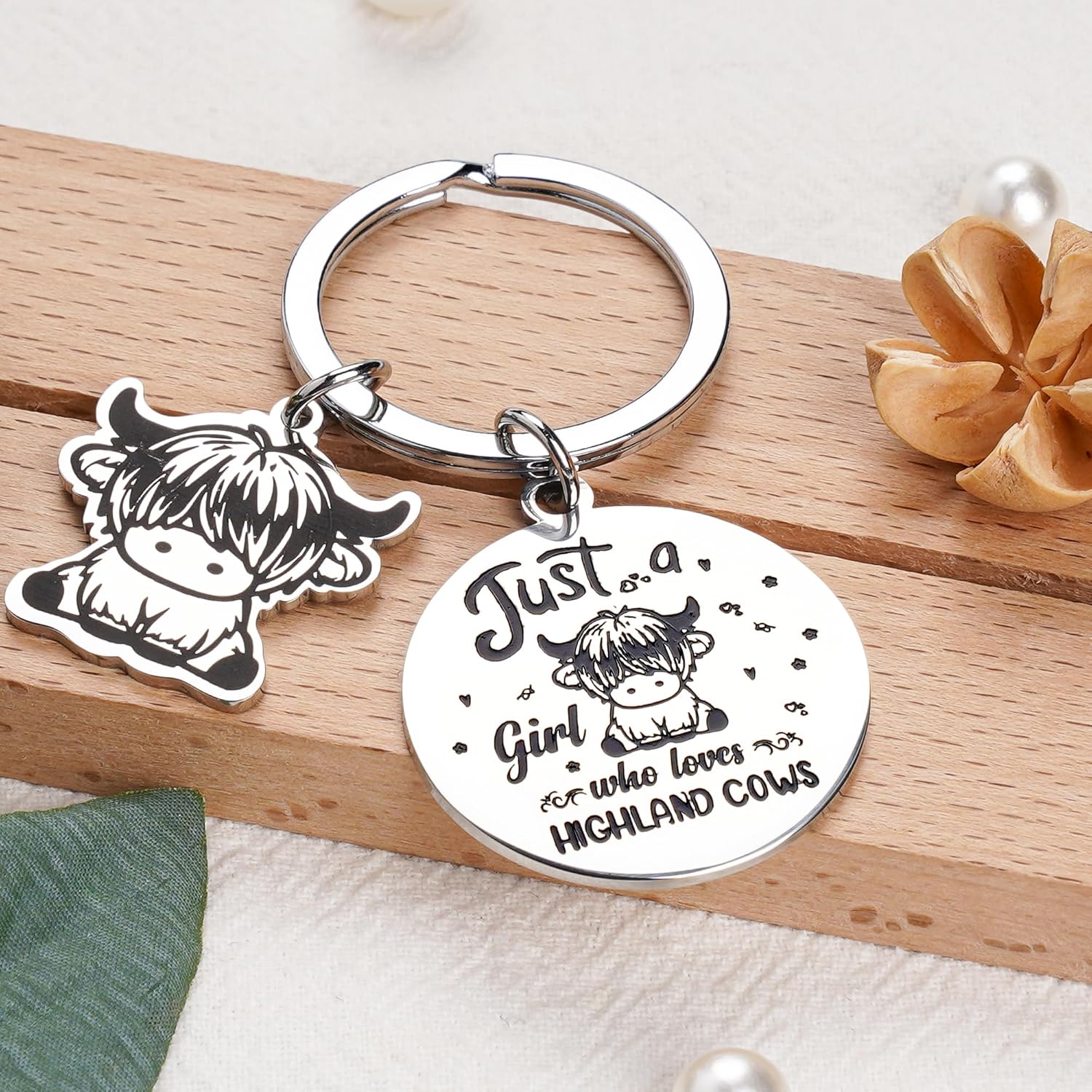 Highland Cow Keychain Cute Girl Gift for Cow Lovers