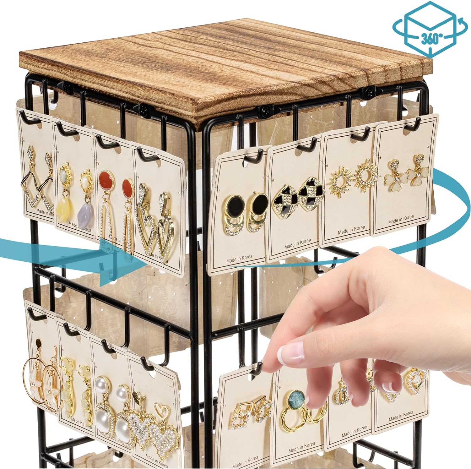 360 Rotating Earring Display Stand with 48 Hooks