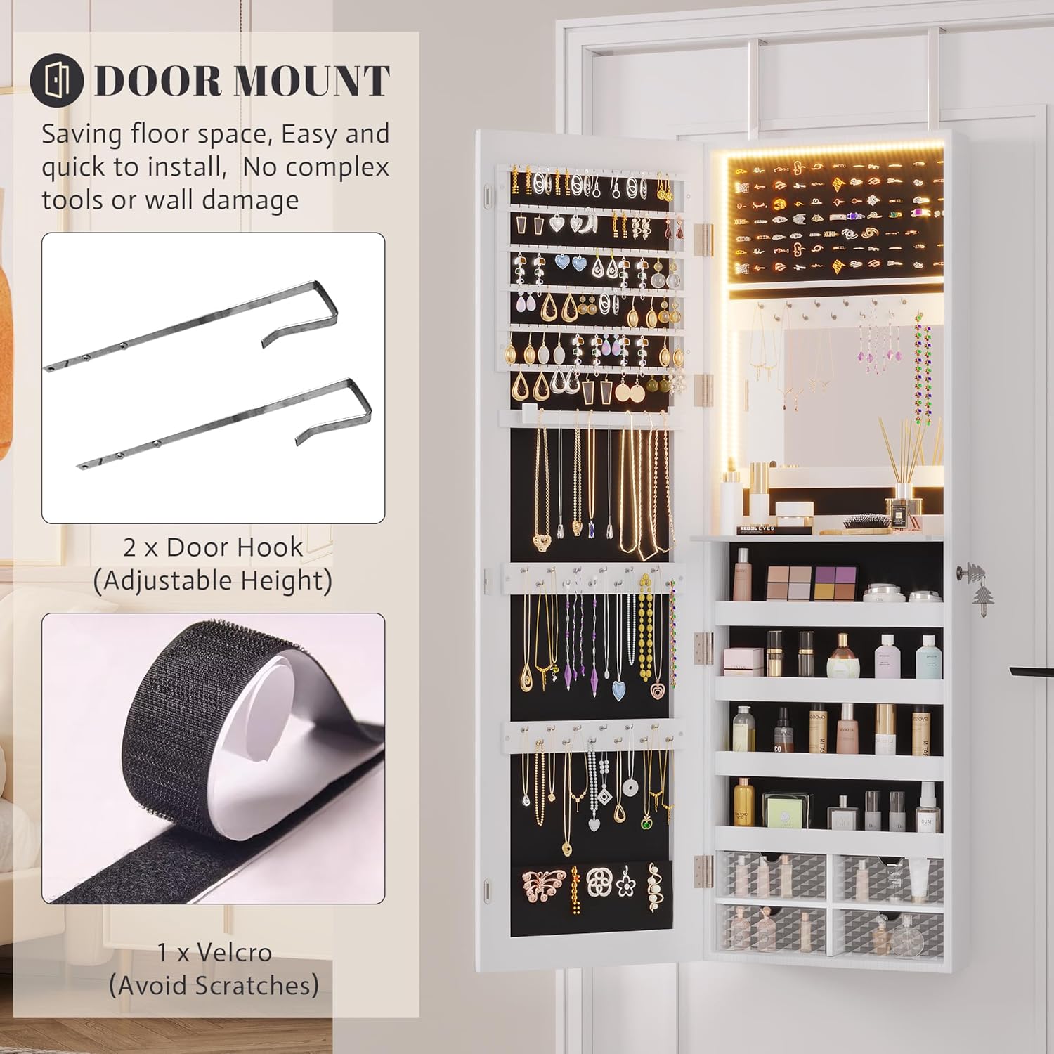 Vlsrka 472 Inch LED Jewelry Mirror Cabinet