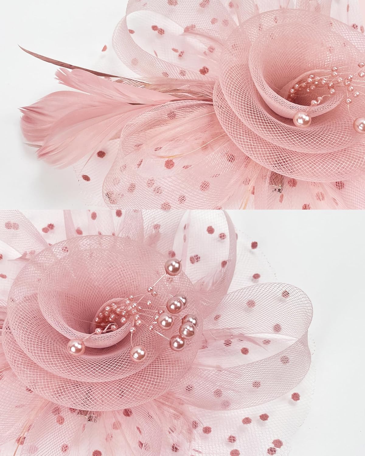 Blush Pink Tea Party Fascinator Hat Gloves Set