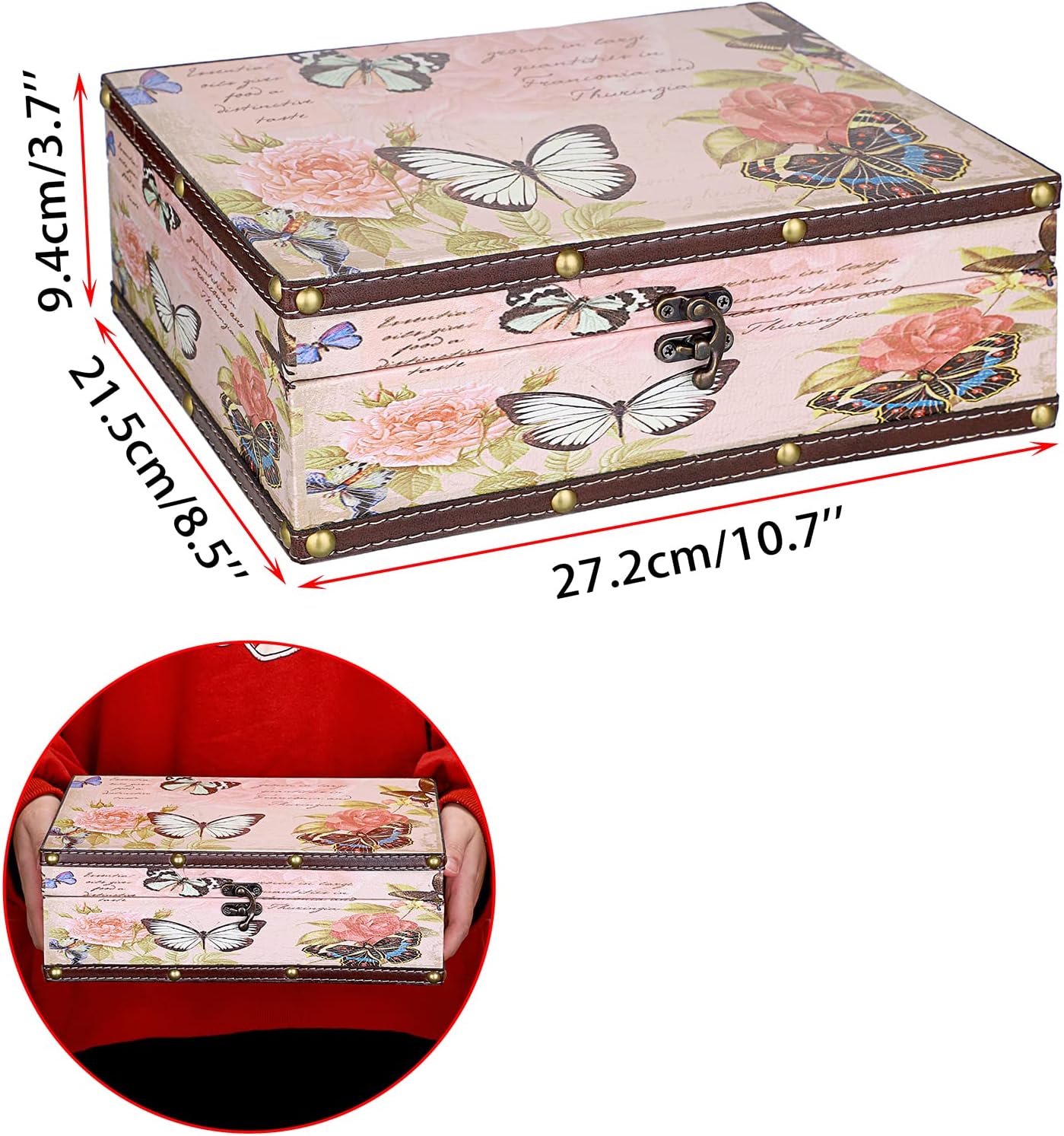 Elldo0 Butterfly Treasure Chest Box for Jewelry and Keepsakes
