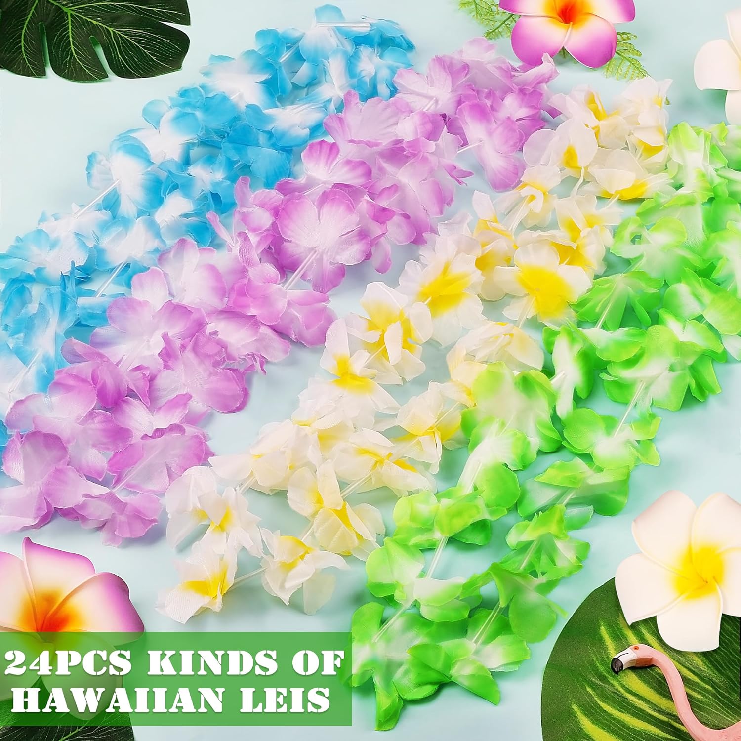 24pcs Hawaiian Leis for Luau Party Decorations