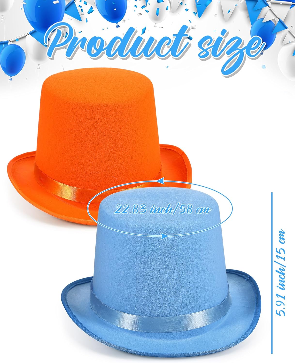 Geyoga 2 Pcs Blue Orange Top Hats for Costume Parties