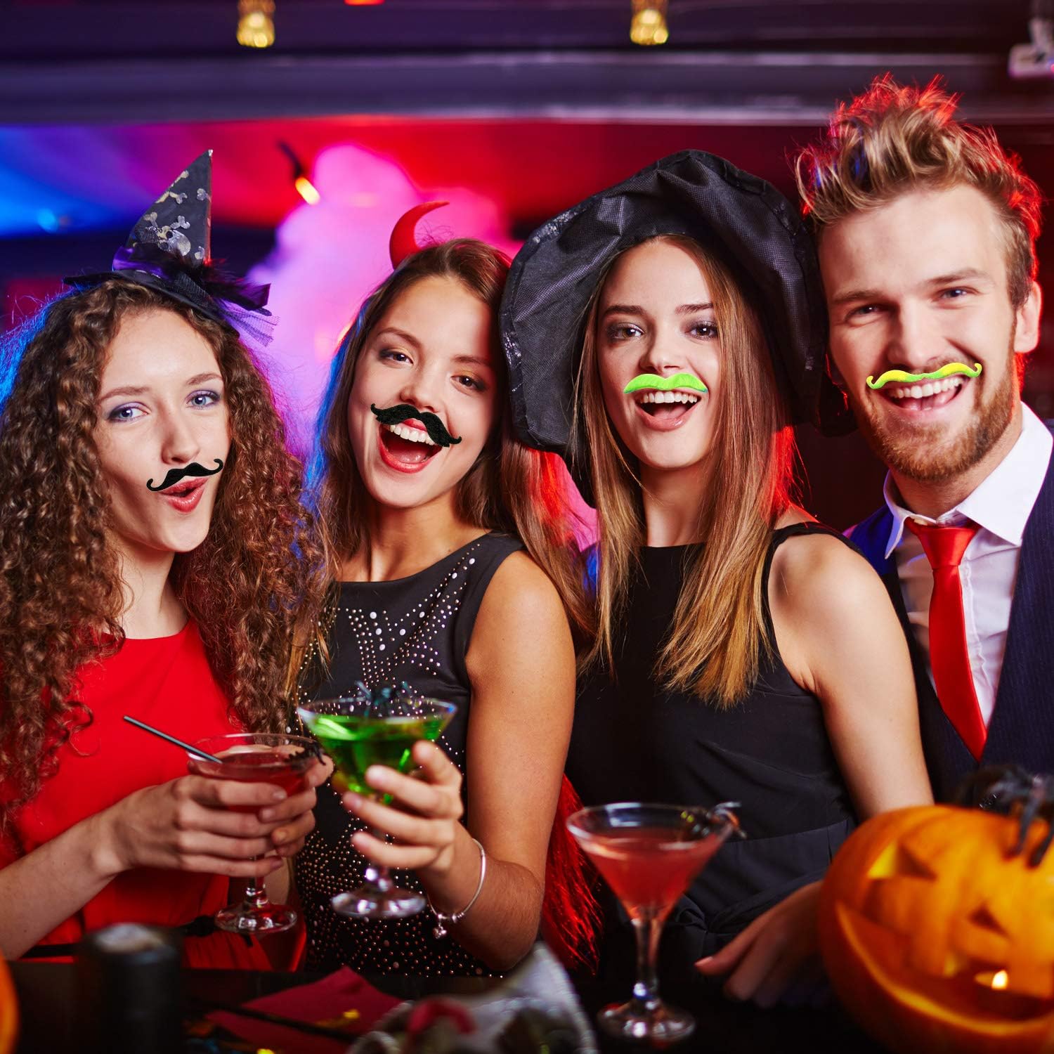 48 Piece Fake Mustache Set for Costume Parties