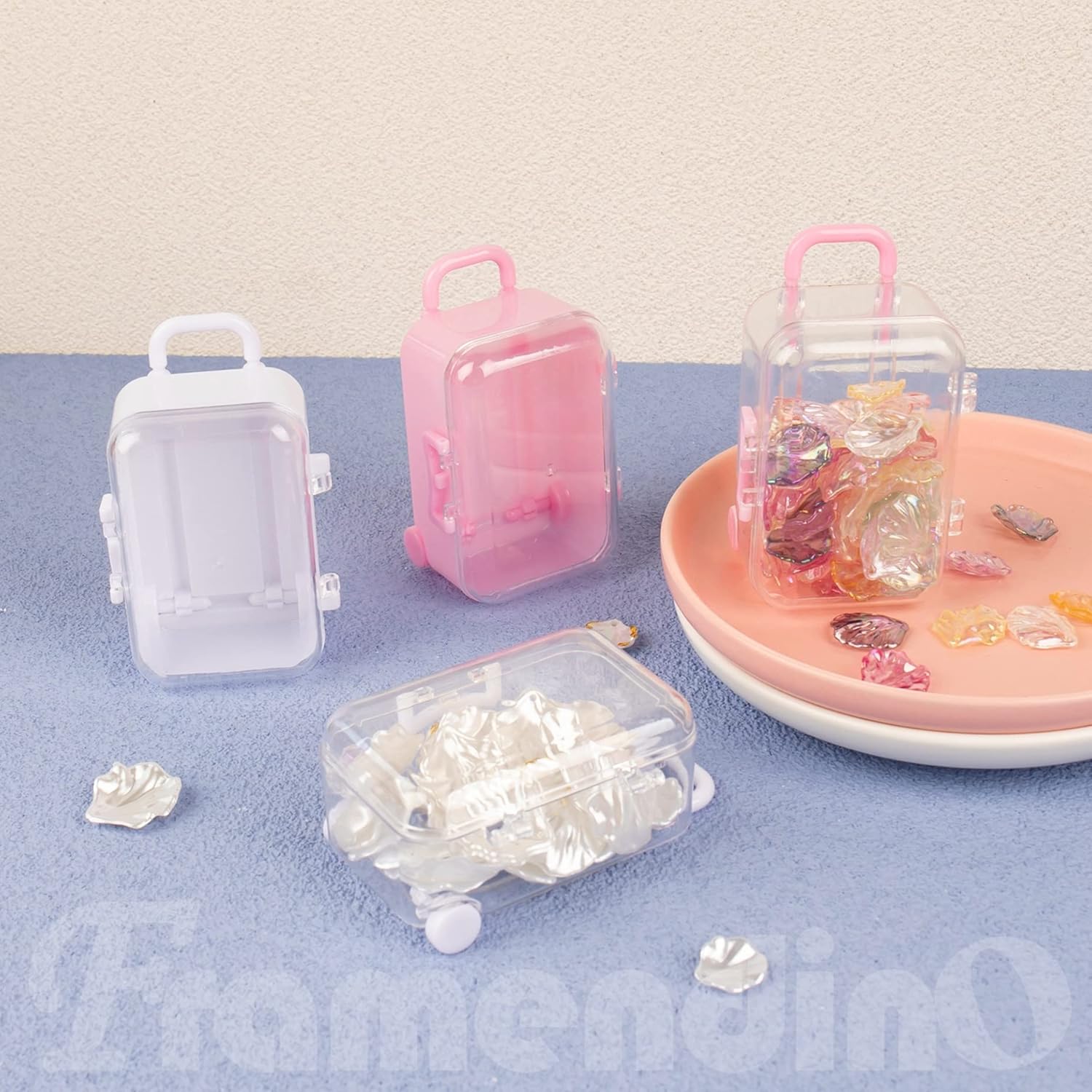 Framendino 8 Pack Plastic Mini Suitcase Jewelry Boxes