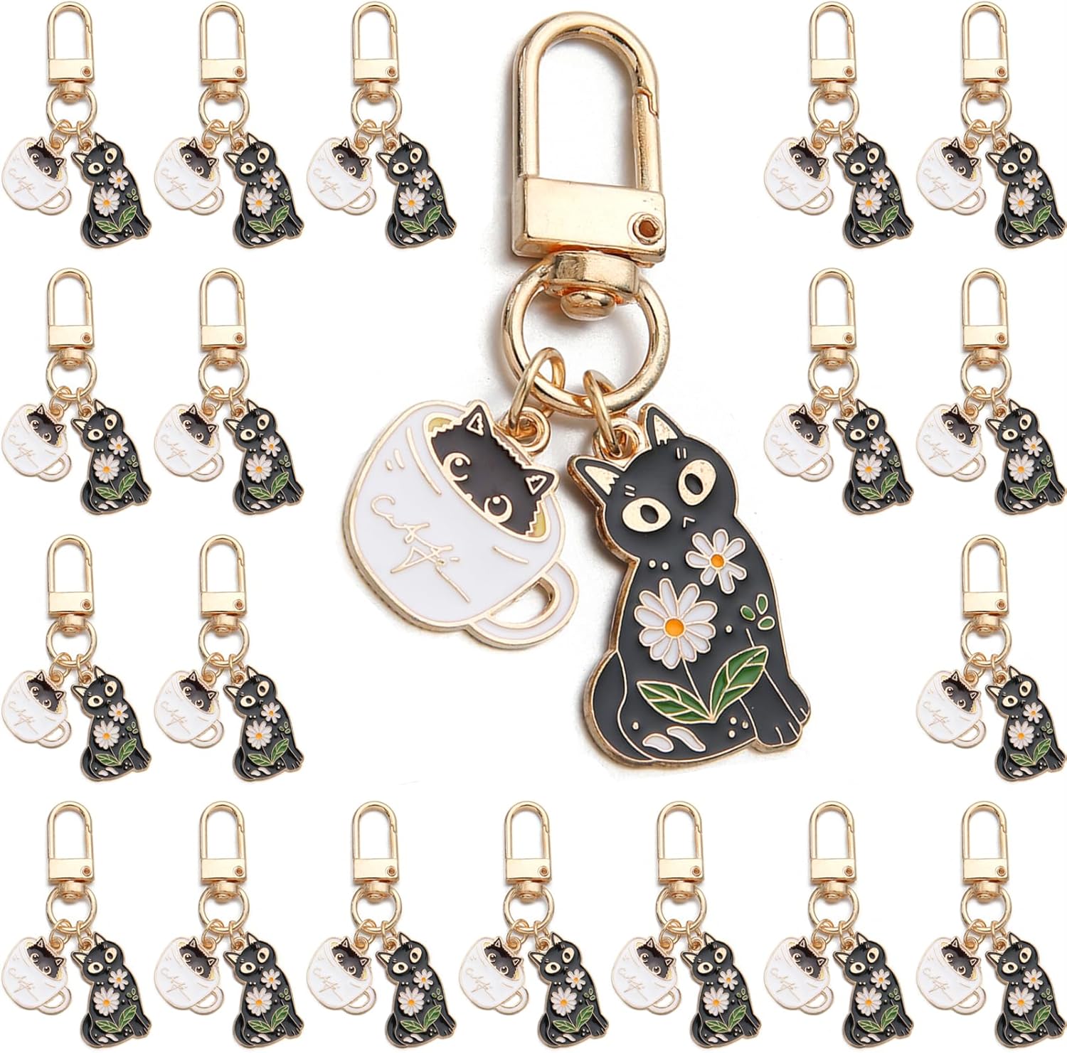 PHAETON 20PCS Cute Cat Keychain with Hook