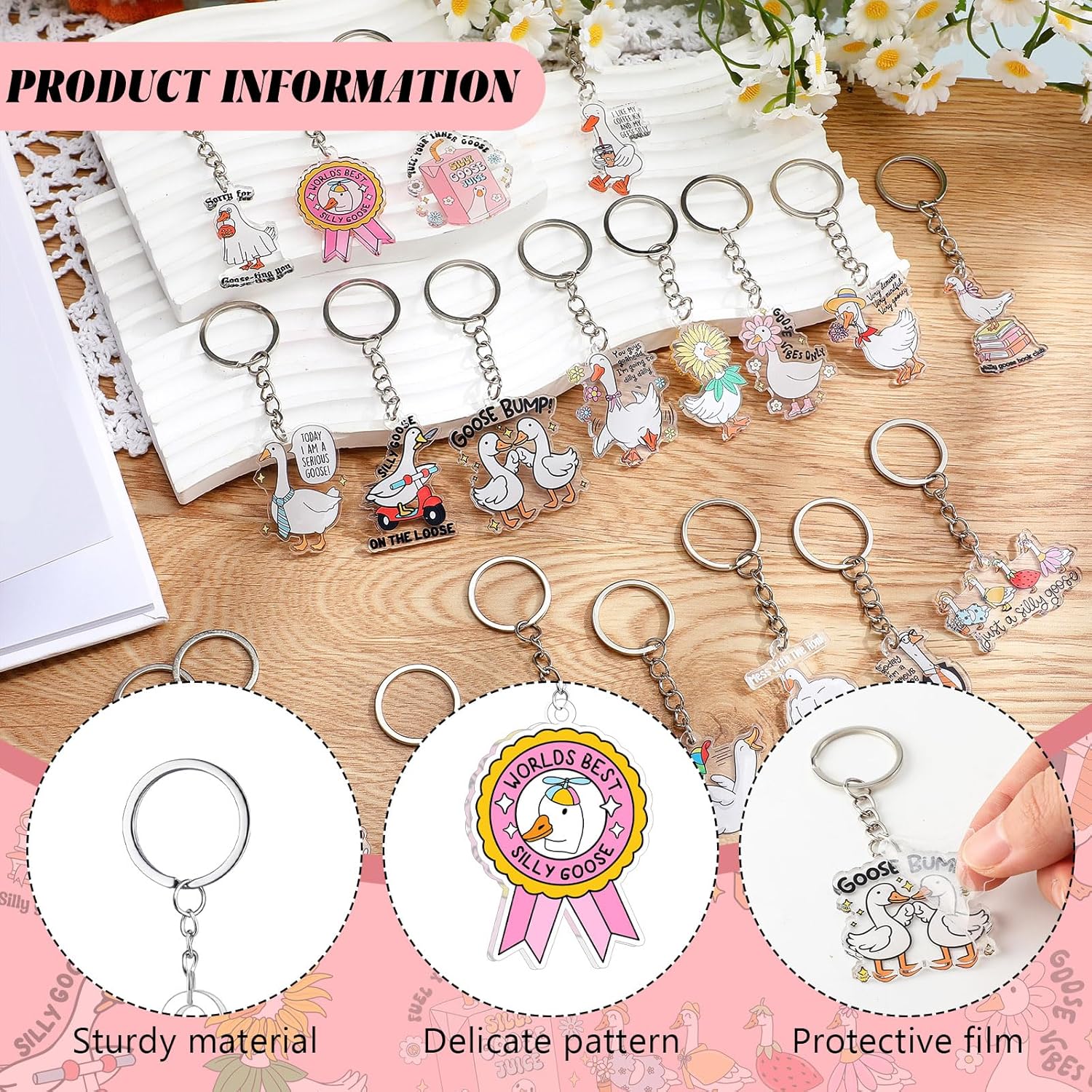 100 Pcs Silly Goose Keychains Bulk Pack