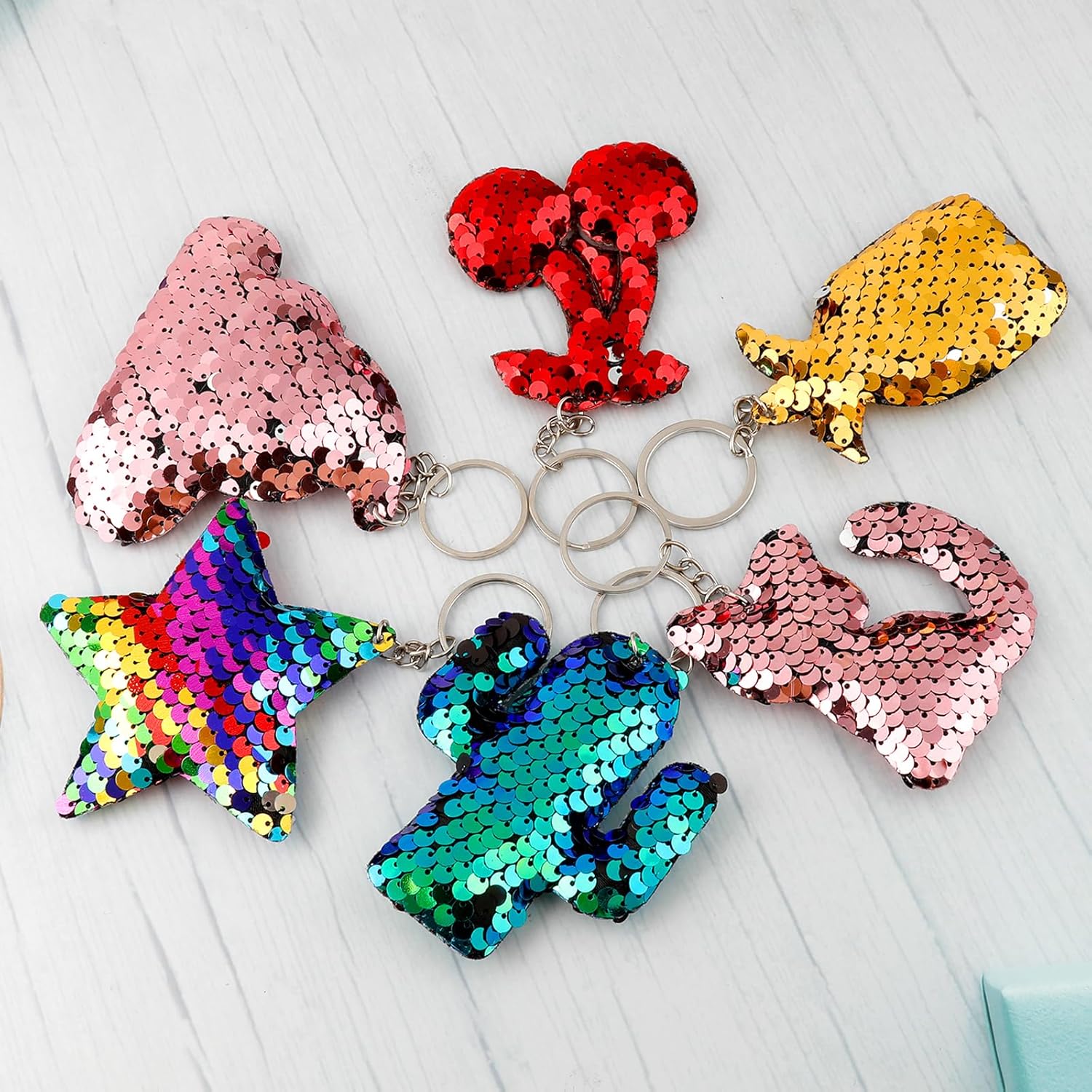 Outee 15 Pcs Sequin Keychain Set