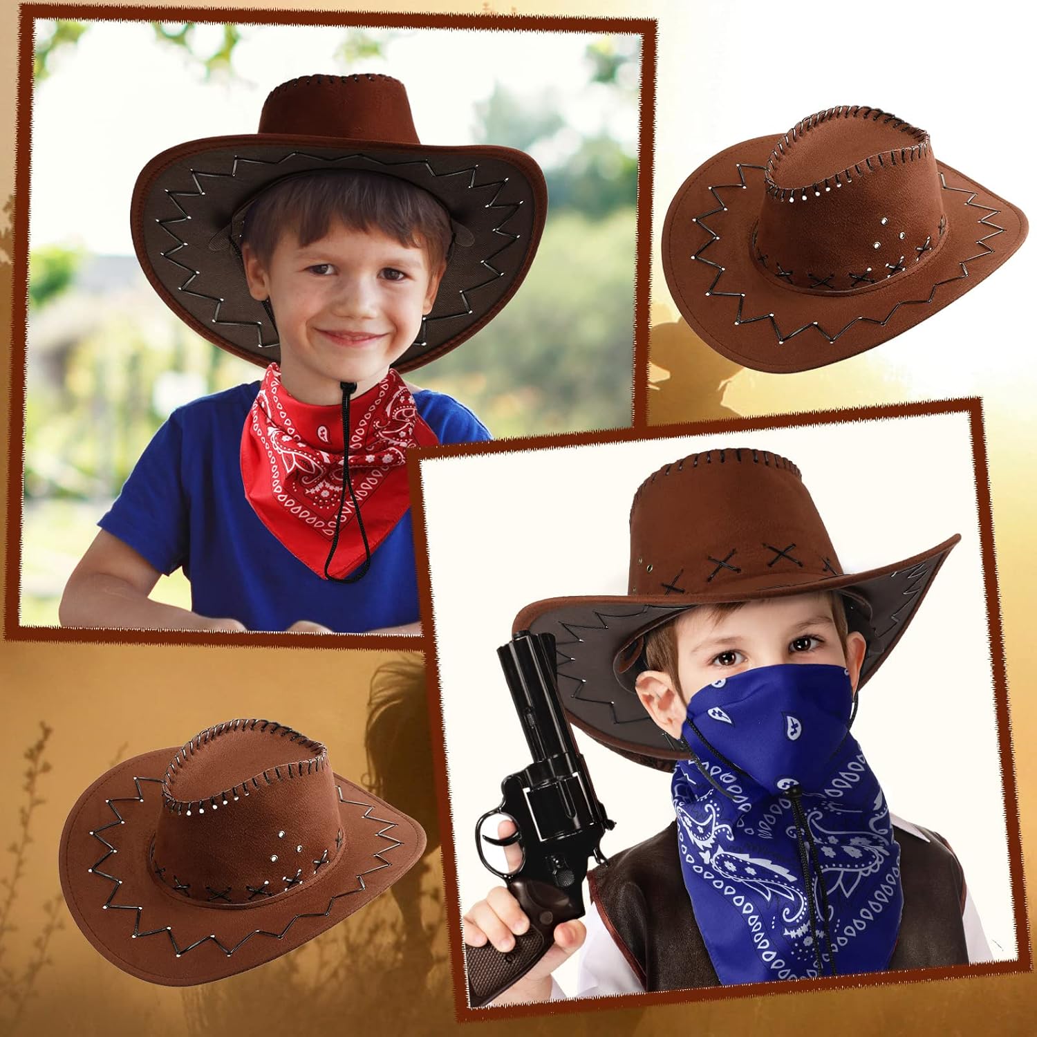 Zhanmai 24 Pcs Cowboy Hats With Bandana Party Pack