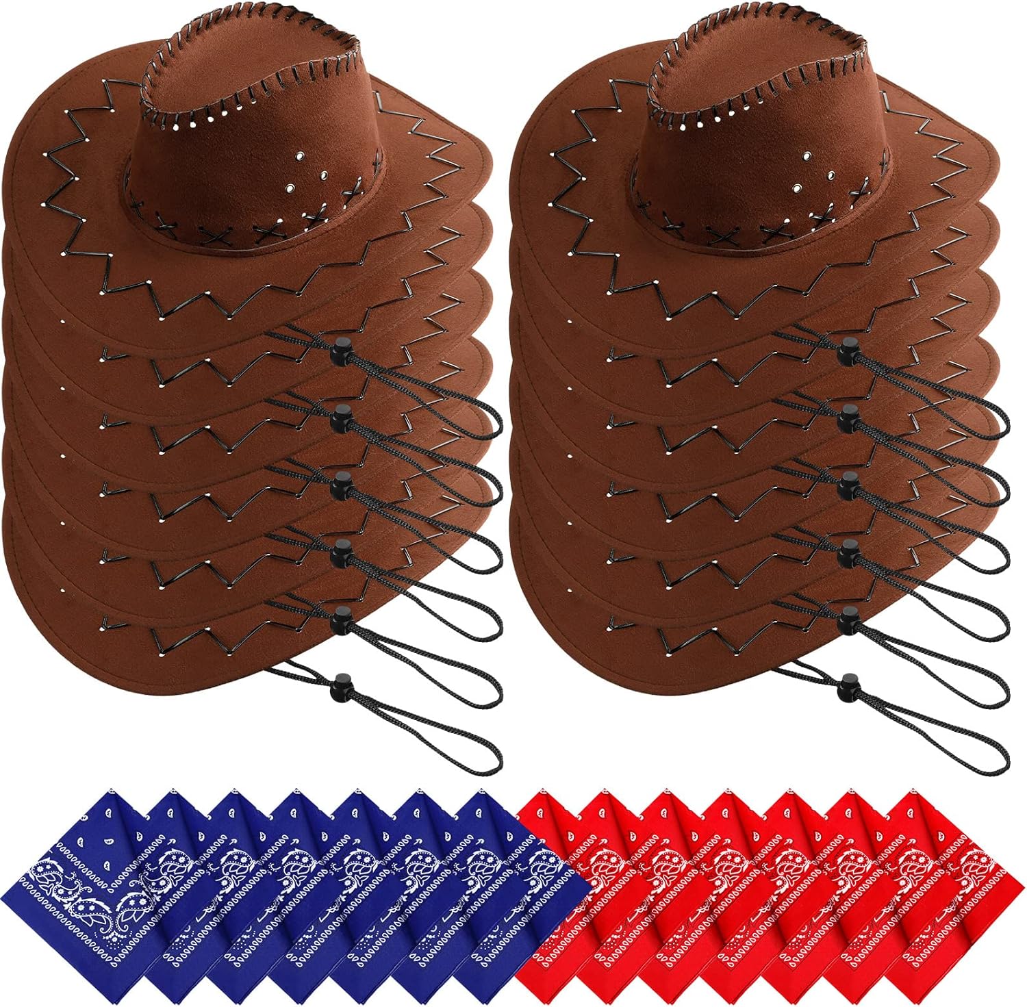 Zhanmai 24 Pcs Cowboy Hats With Bandana Party Pack