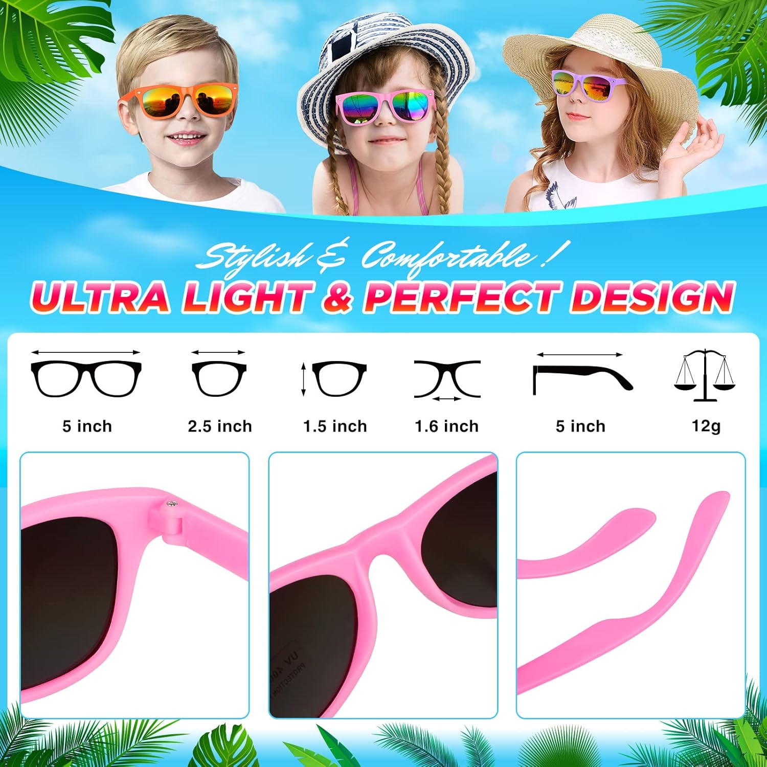 12 Pack Neon Kids Sunglasses with UV400 Protection