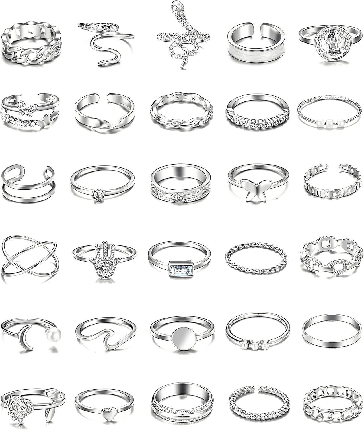 iF YOU 30 Pcs Gold Knuckle Rings Set for Women