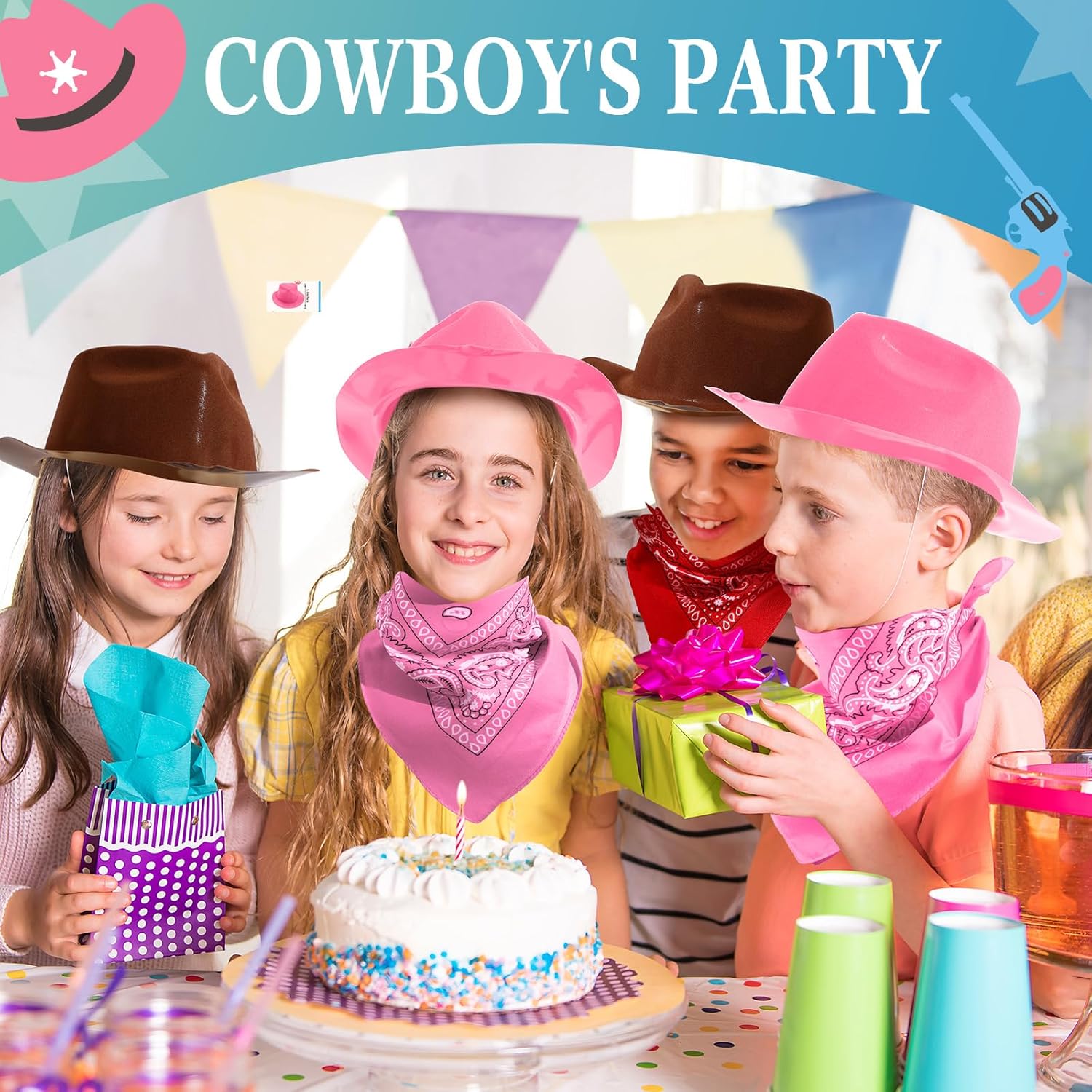 Haysandy 24 Piece Western Cowboy Hat Set for Kids