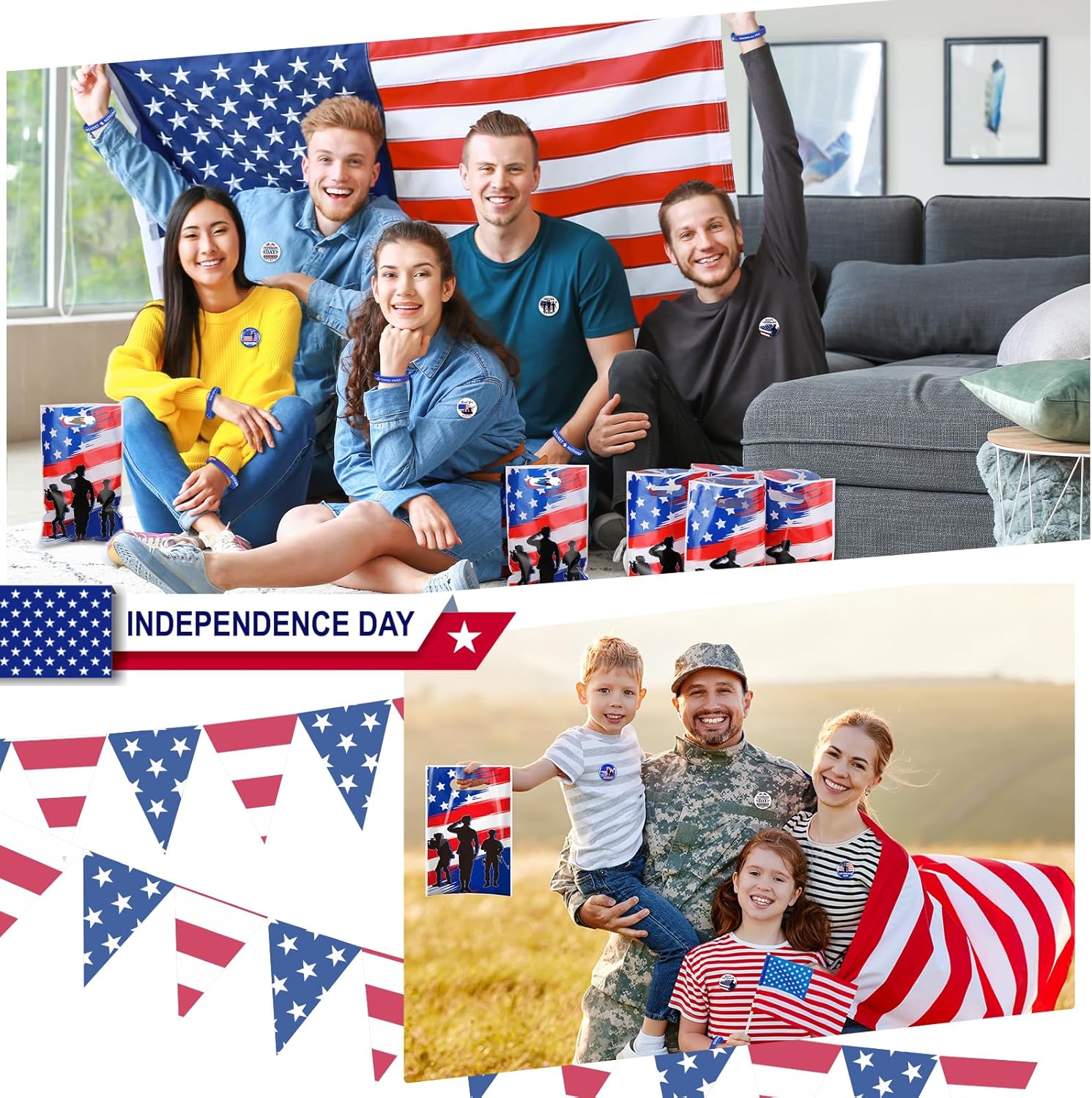 Talltalk 150 Pcs Patriotic Veterans Day Accessories Set