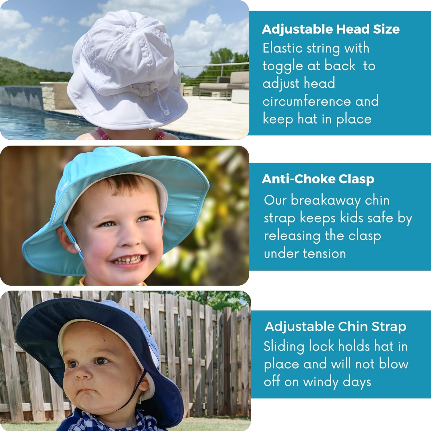 SwimZip Wide Brim Sun Hat for Kids with UPF 50 Protection
