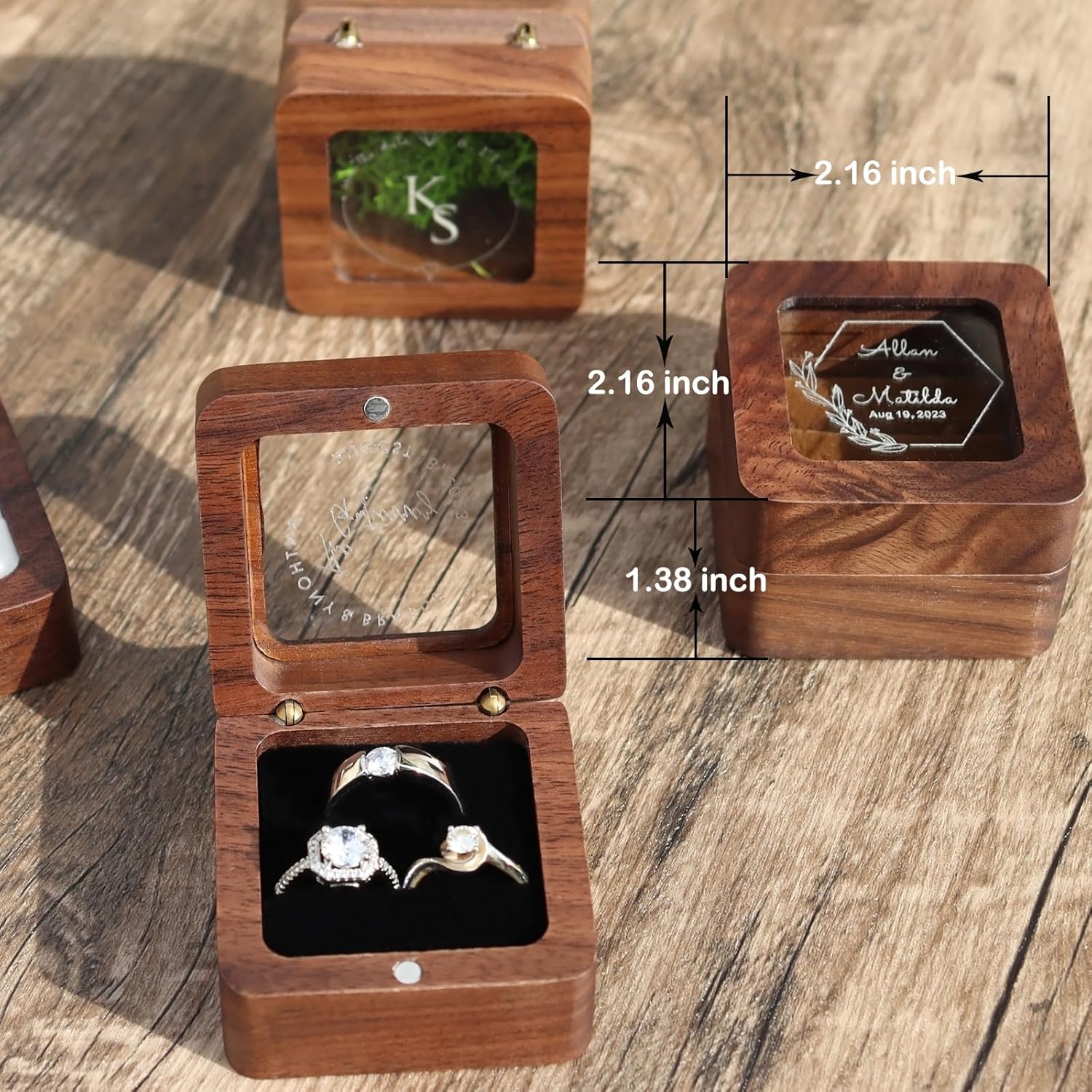 Personalized Wooden Ring Box with Name and Date