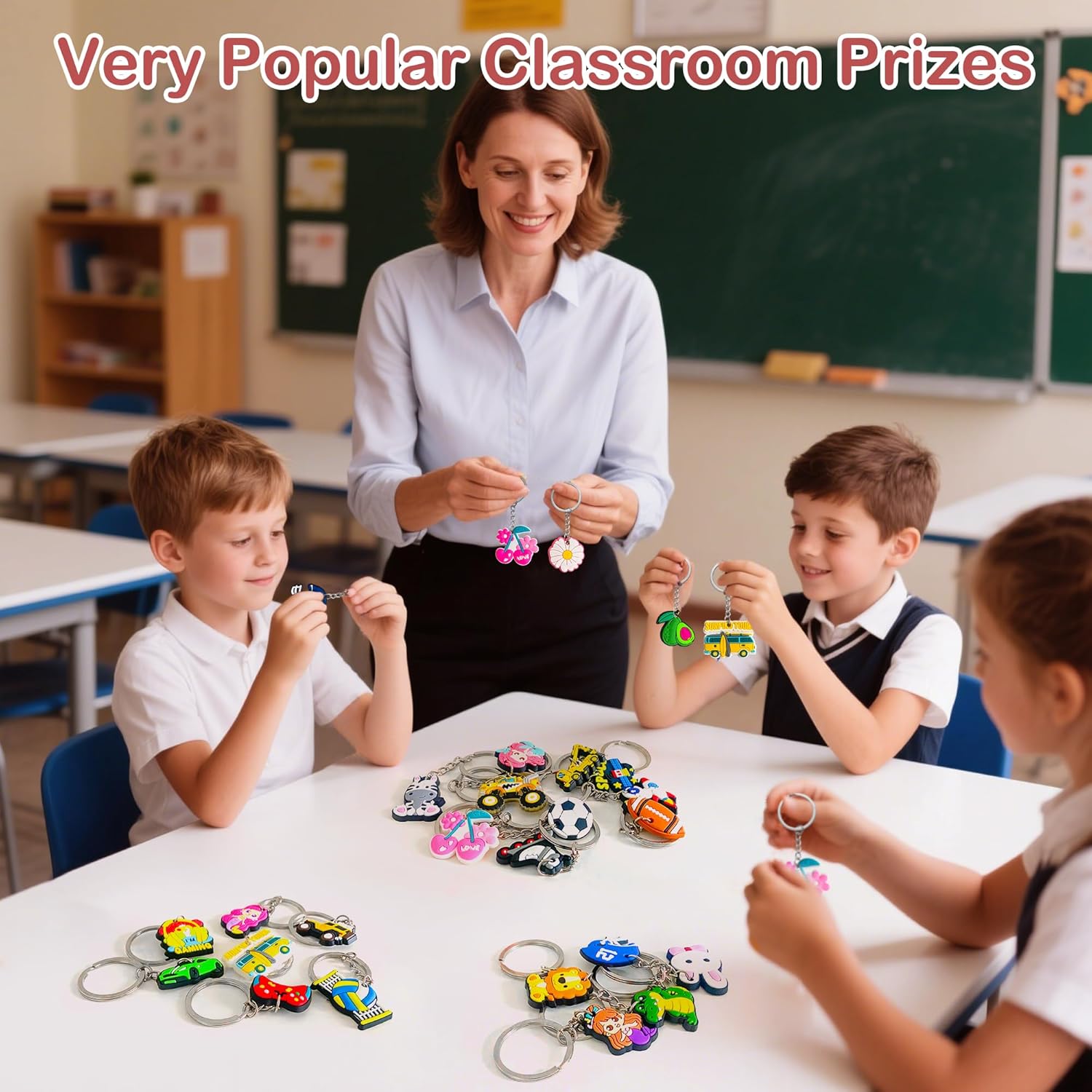 Jongdari 20pcs Cute Kids Keychains with Cartoon Designs