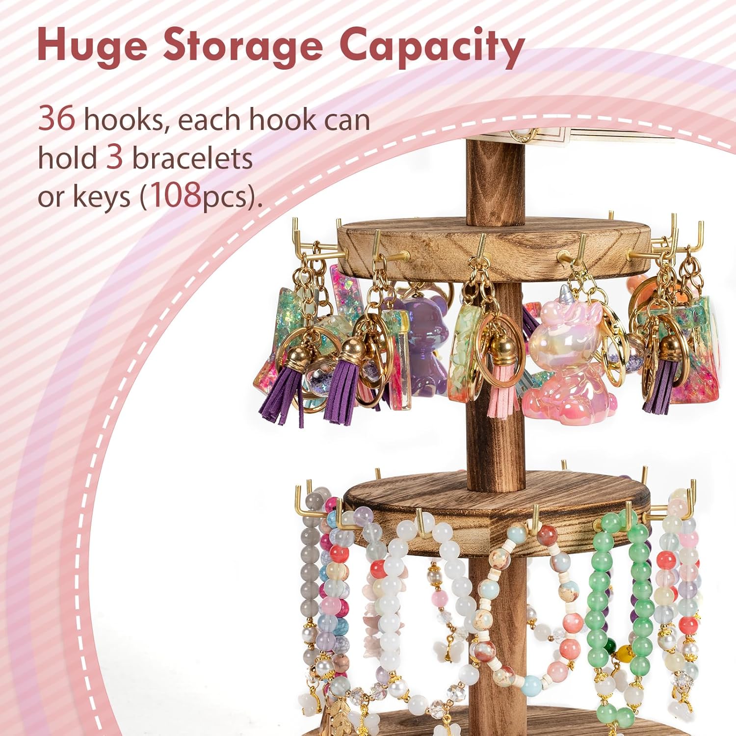 Pinzoveco 3 Tier Rotating Bracelet Holder