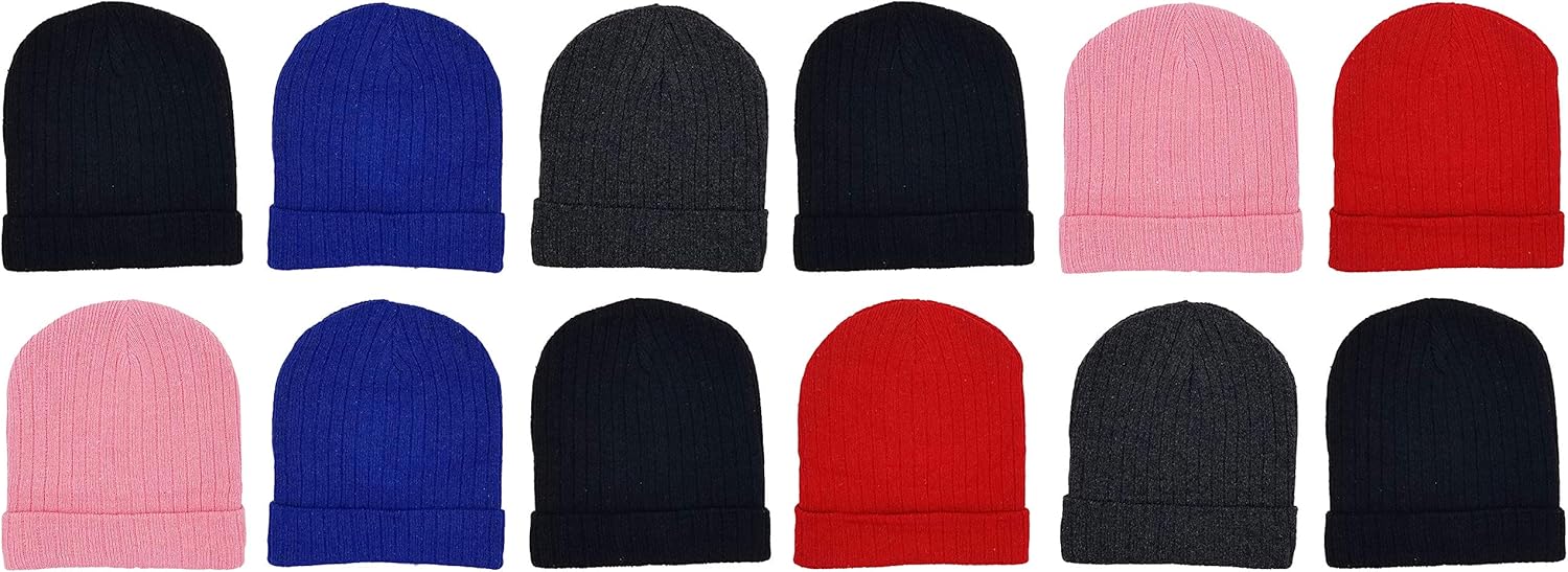 48 Pack Kids Winter Beanies for School and Outdoors