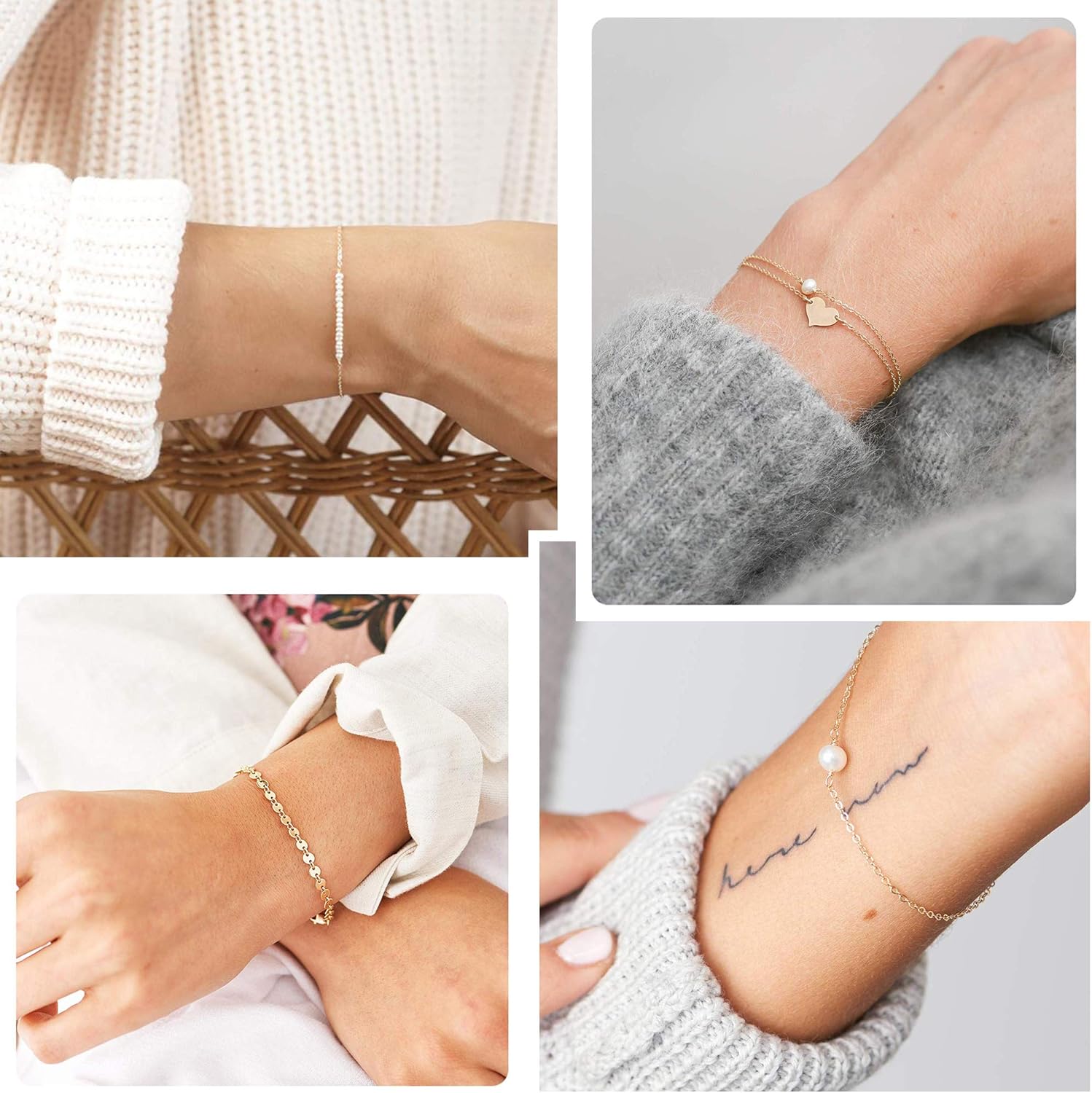 Softones 12pc Simple Silver Gold Bracelet Set Adjustable