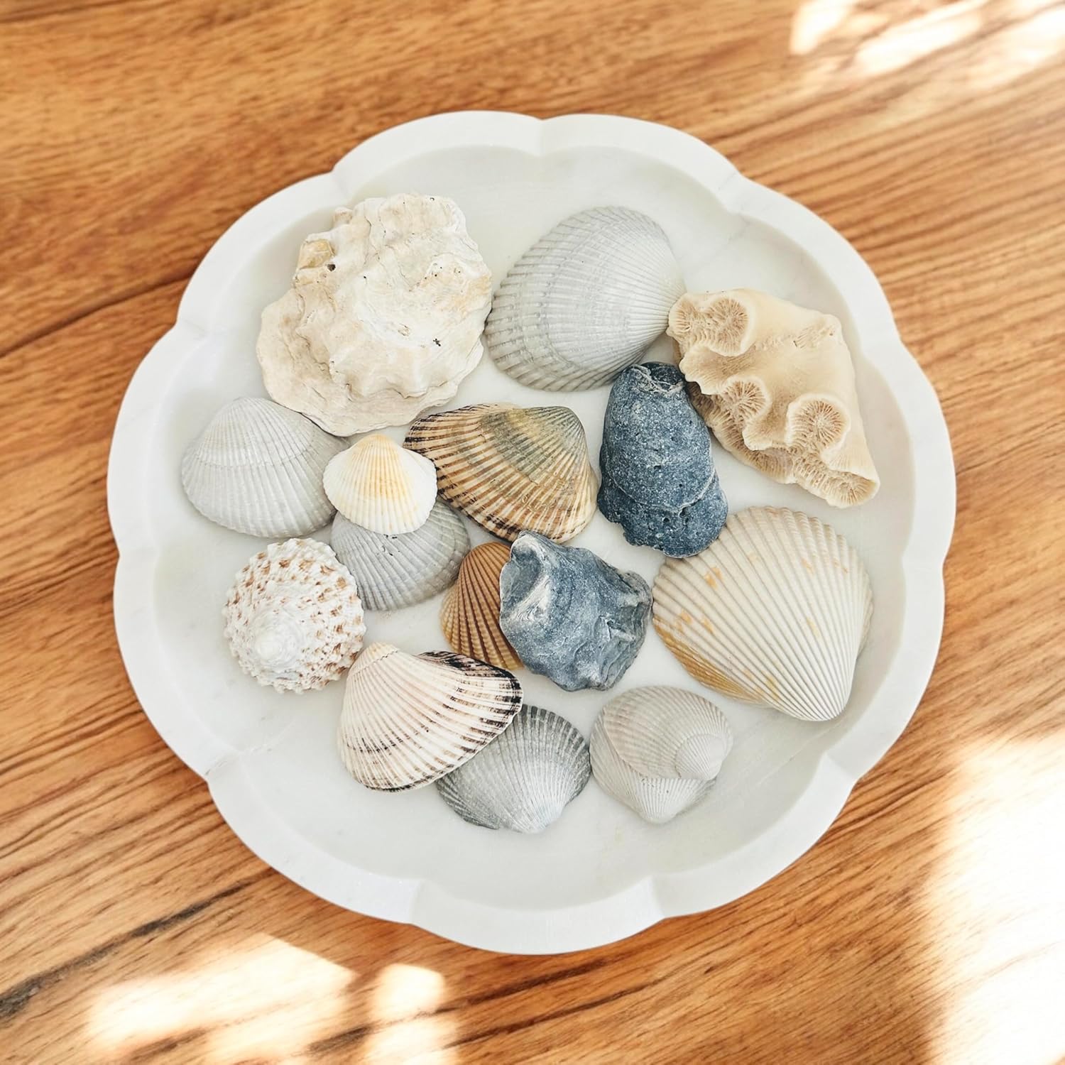 Scalloped White Marble Jewelry Tray with Soap Dish Use