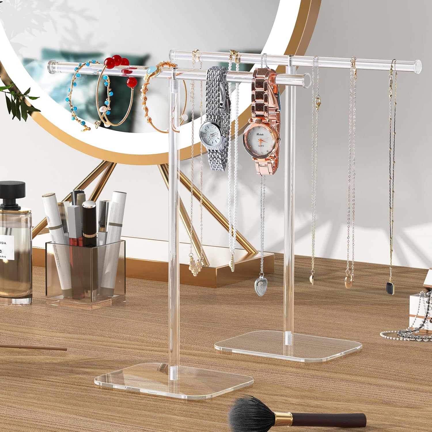 Clear Acrylic Jewelry Stand 2 Tower Display Organizer