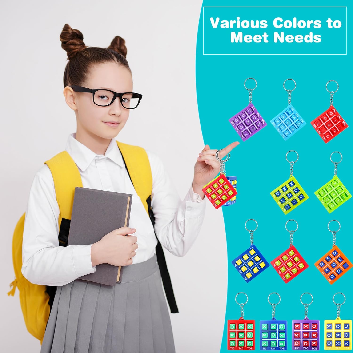 24 Pack Mini Tic Tac Toe Keychain Multicolors