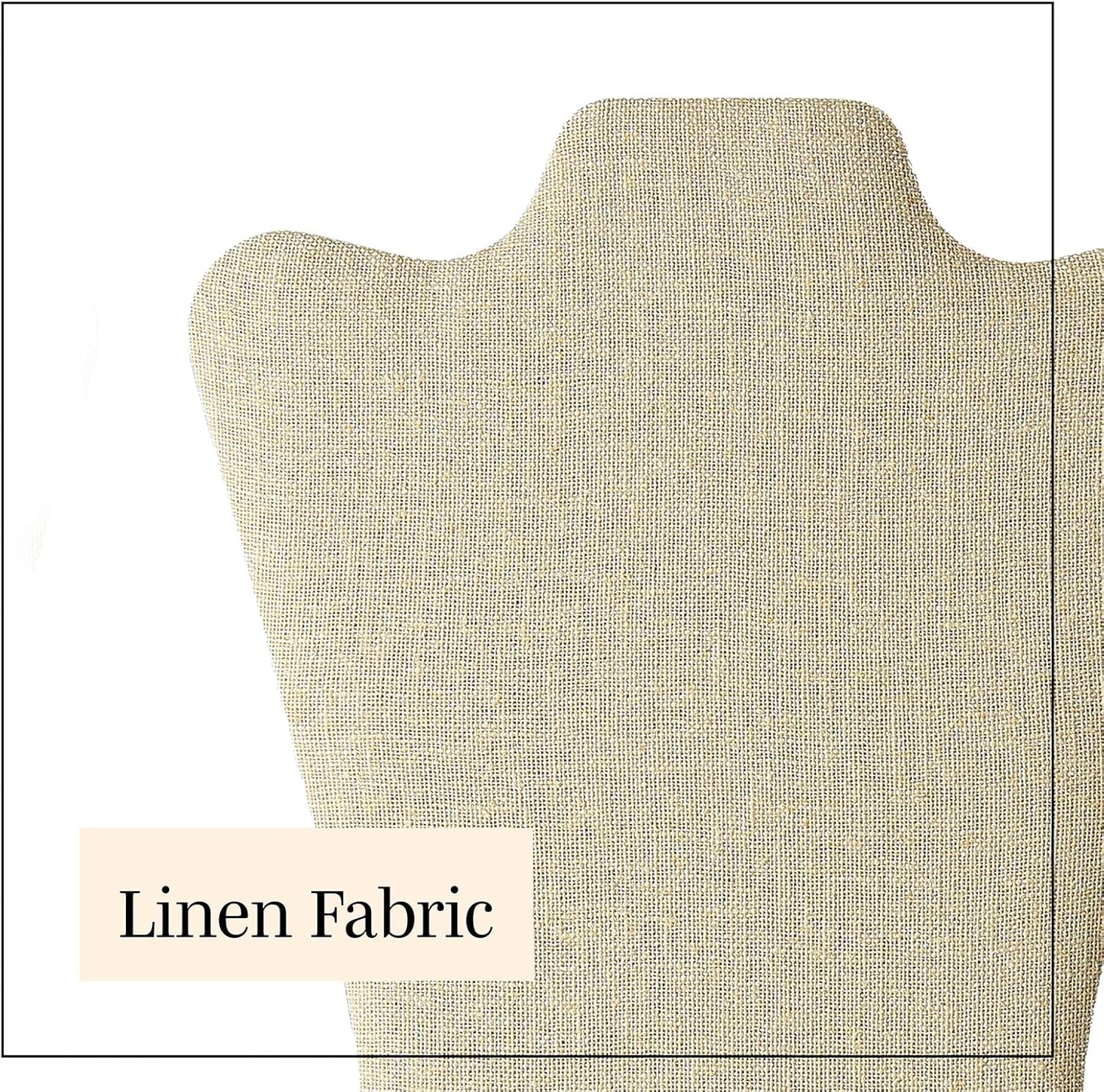 Novel Box 2 Pack Beige Linen Display Stands for Necklaces