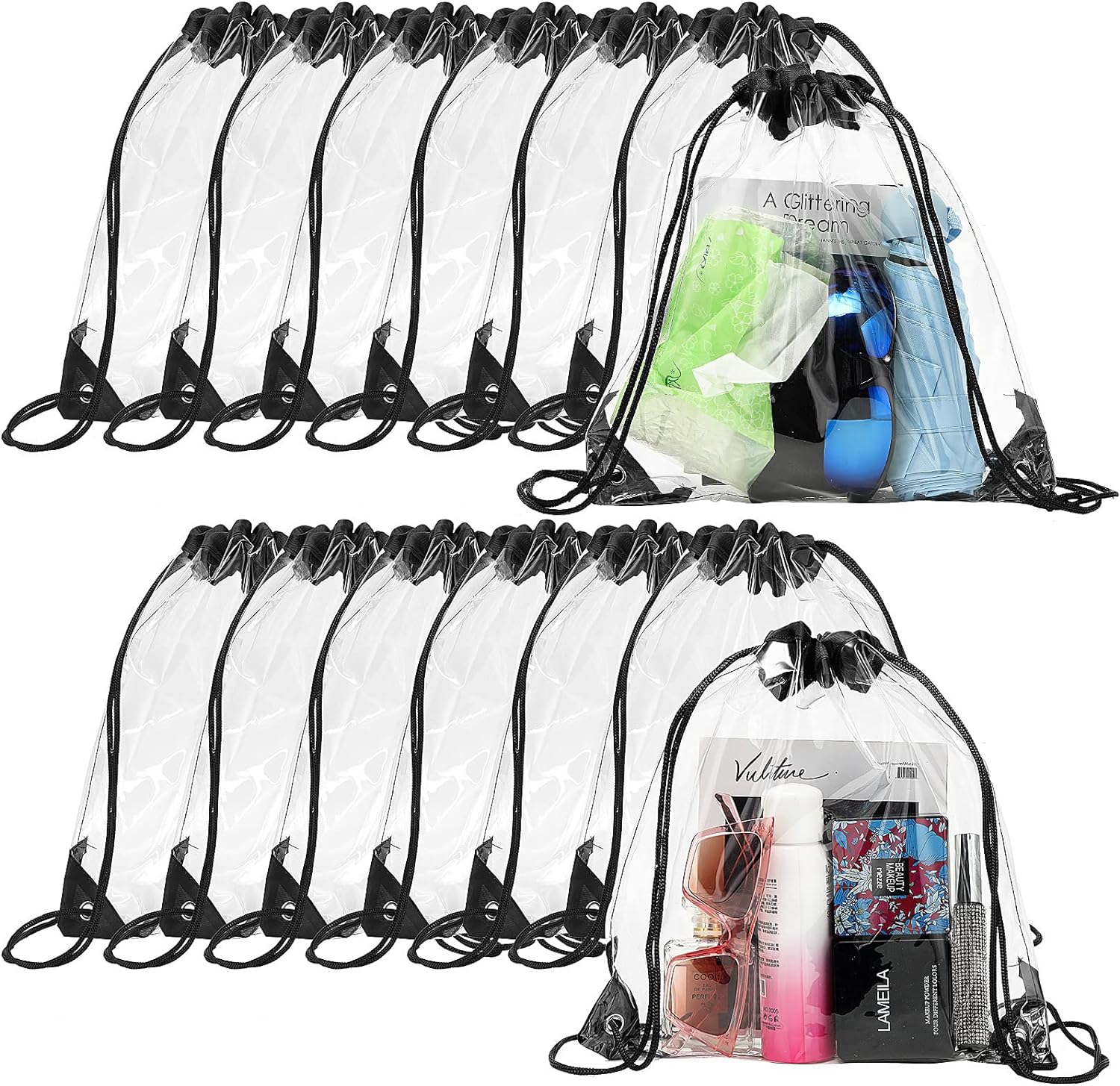 Shappy 30 Piece Clear Drawstring Backpack Set
