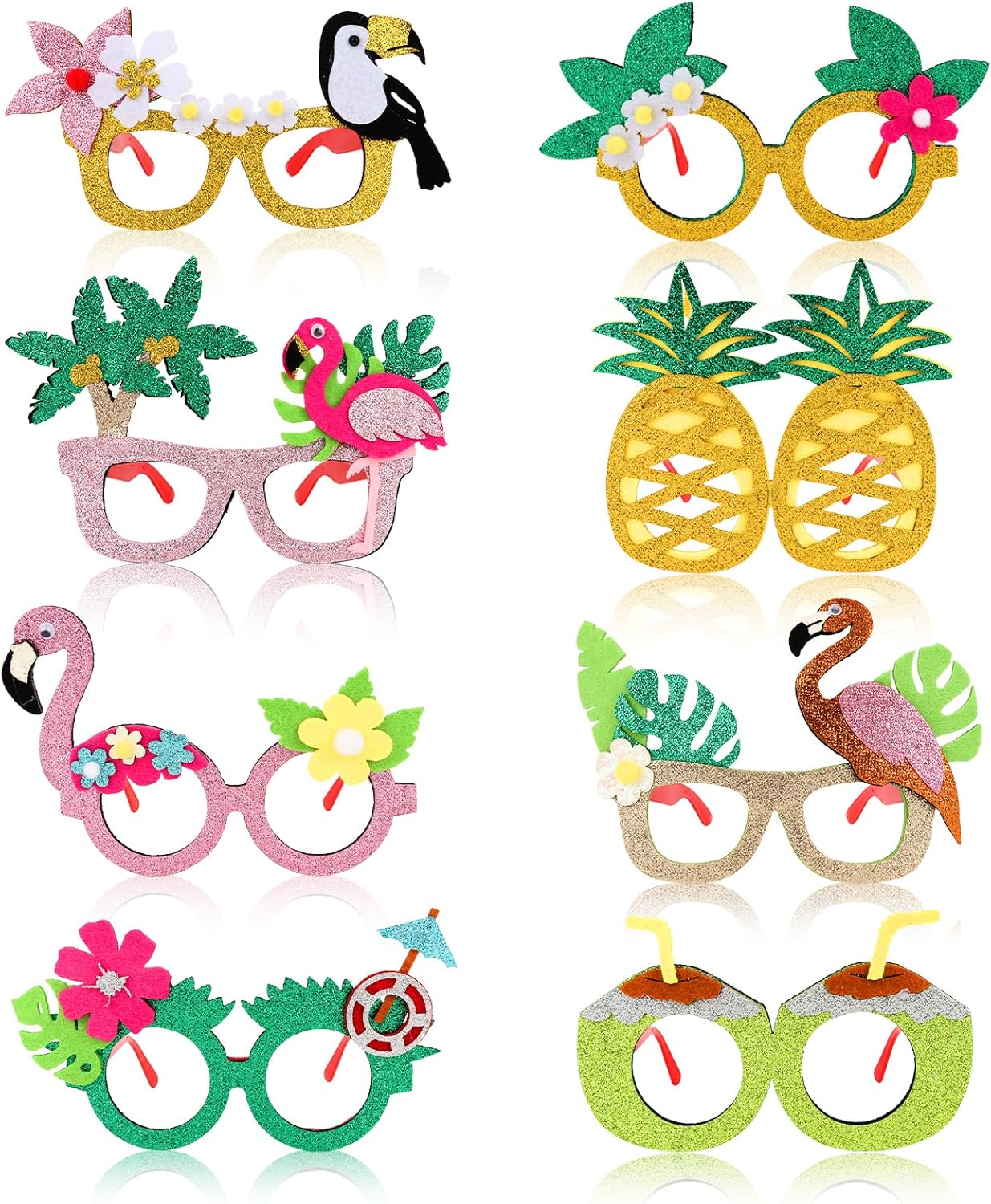 Wecoe 8 Pcs Hawaiian Party Sunglasses