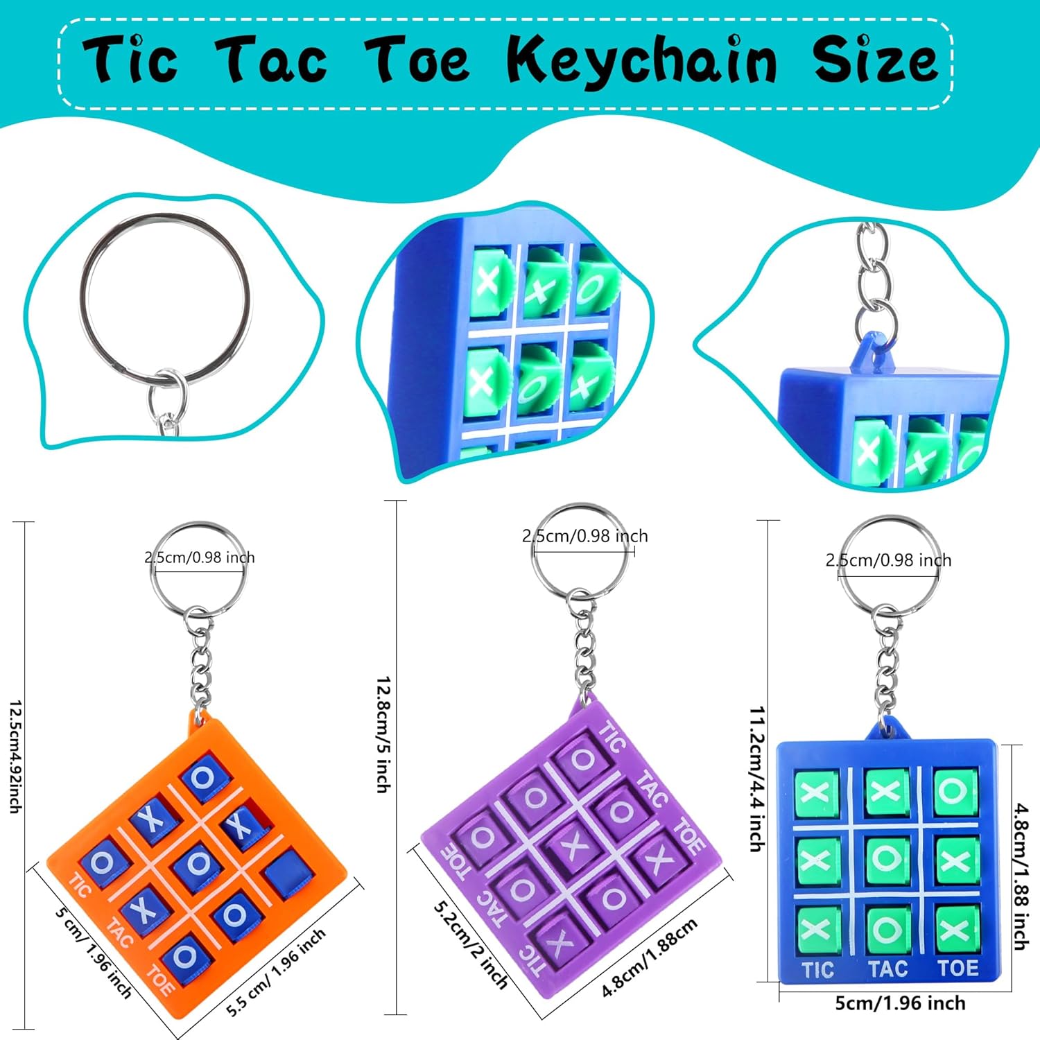 24 Pack Mini Tic Tac Toe Keychain Multicolors