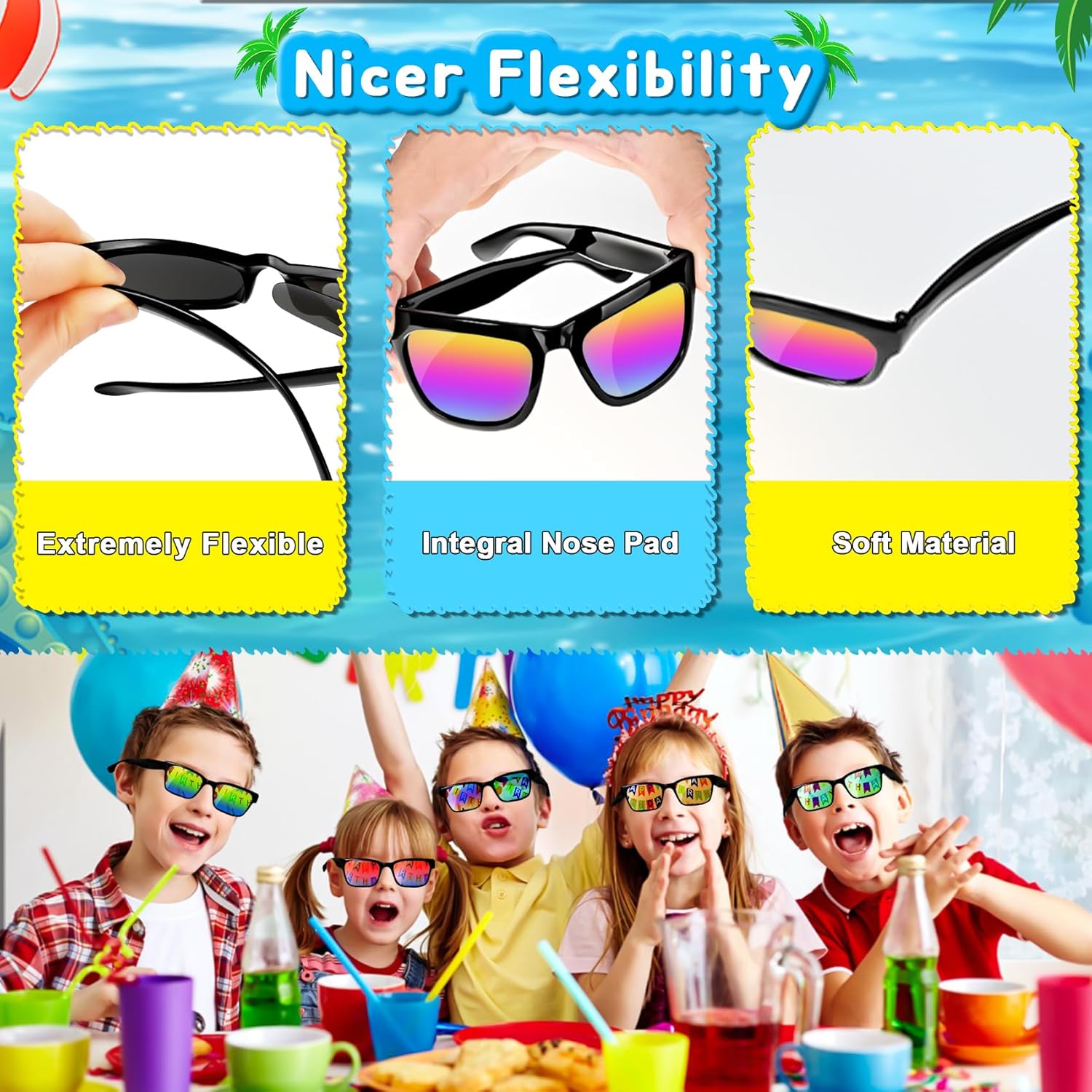 Neon Sunglasses for Kids 4-8 16-Pack Party Favors