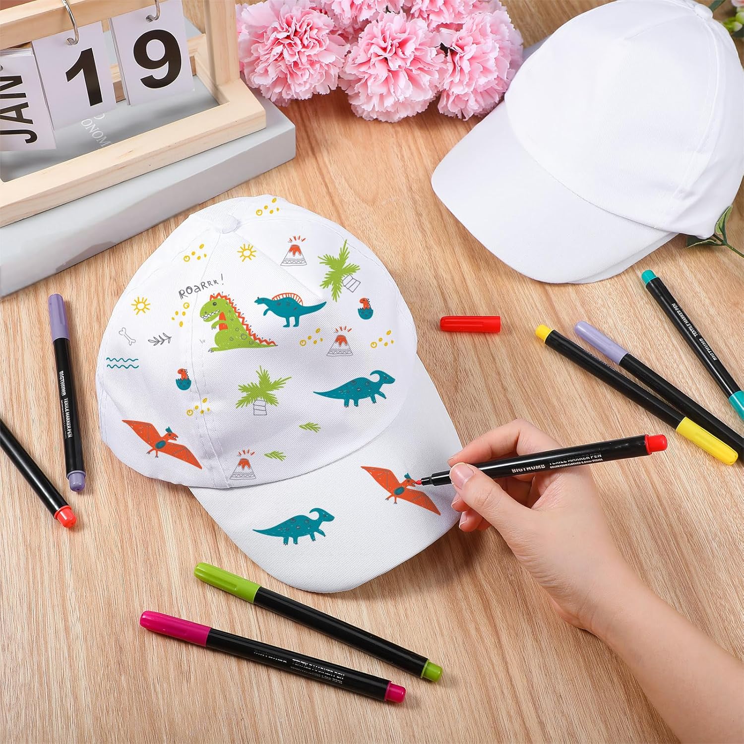Back to School White Baseball Hats Bulk DIY for Kids