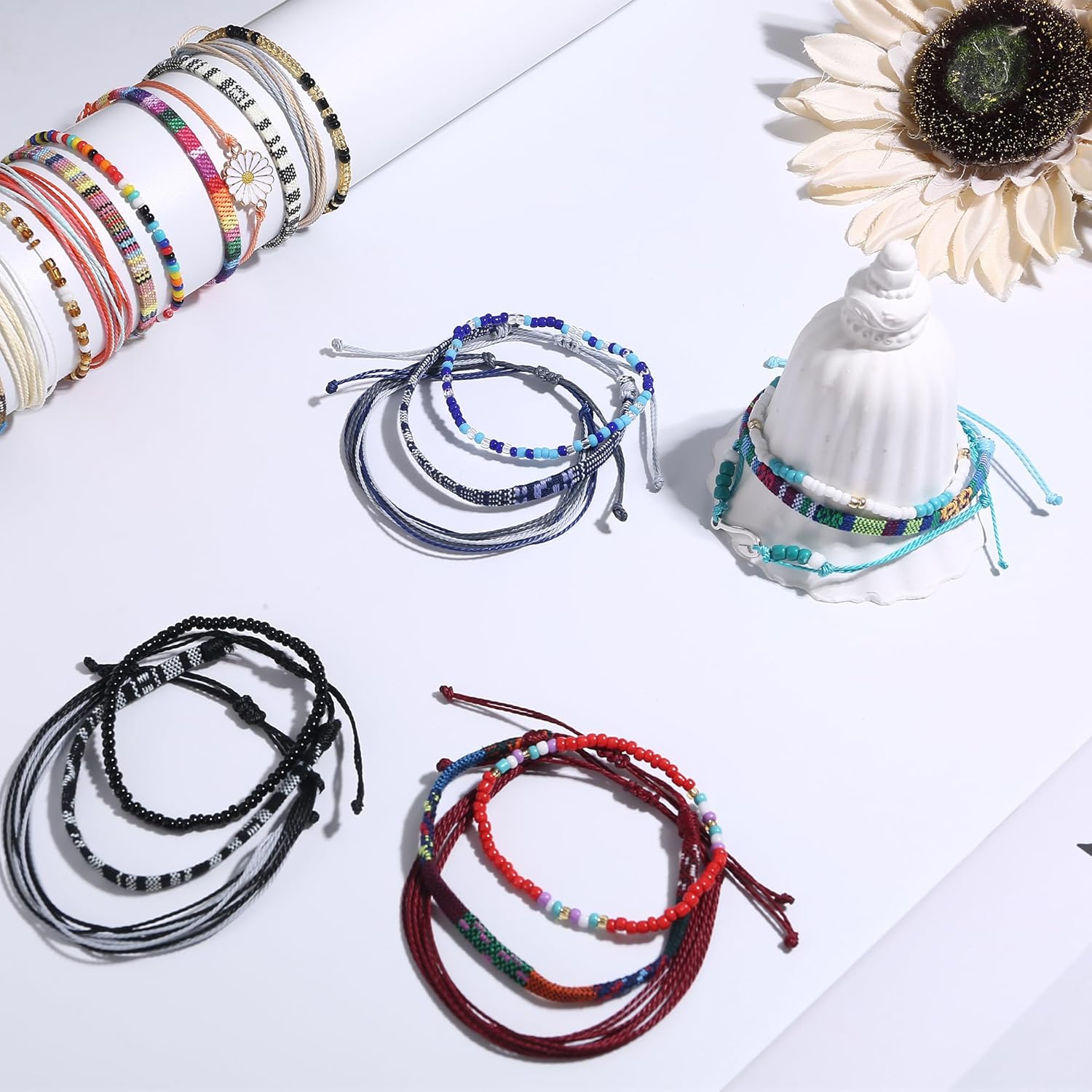 LOLIAS 24 Pieces Waterproof String Bracelets for Women