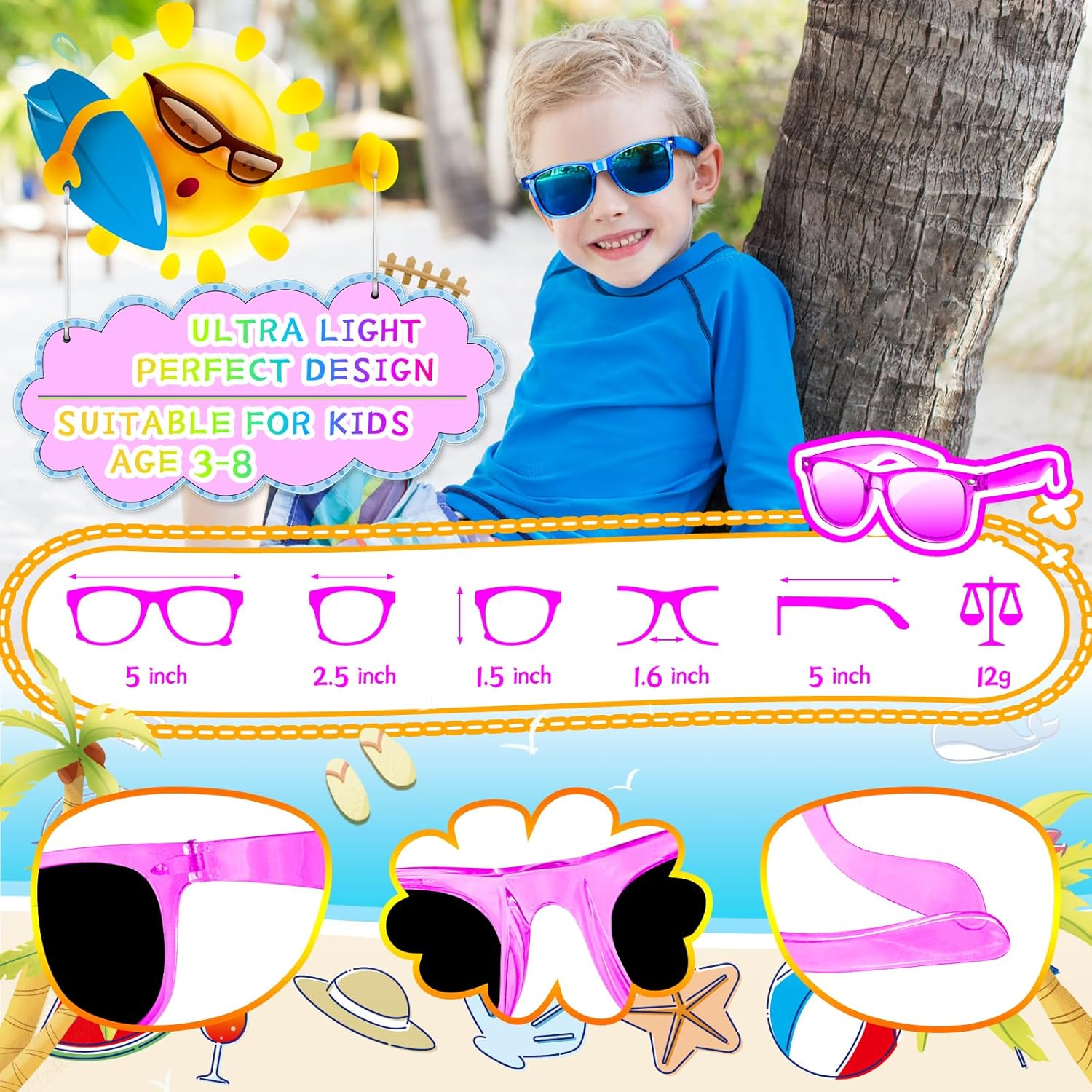 Kids Sunglasses 24 Pack with UV400 Protection