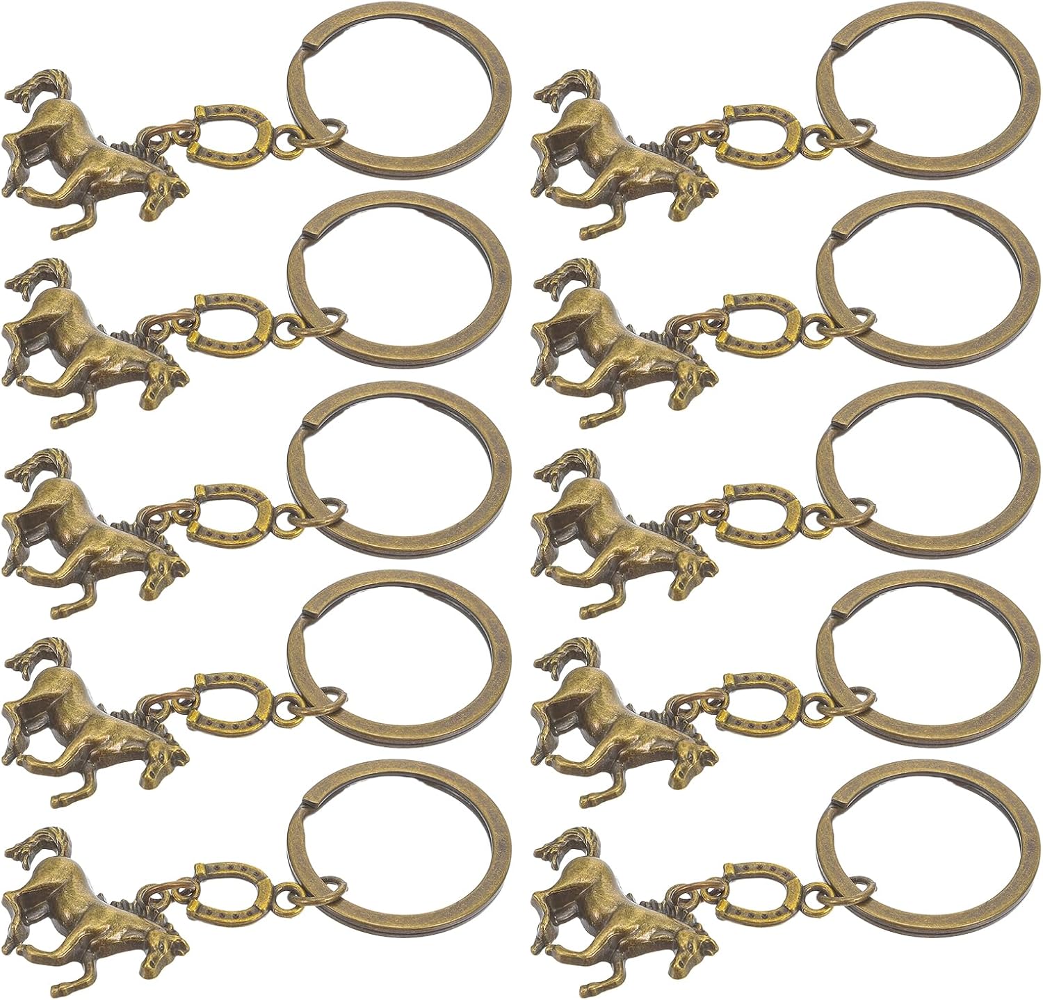 TIKTOLA 20pcs Horse Year Keychain Metal Keyring with Horseshoe Design