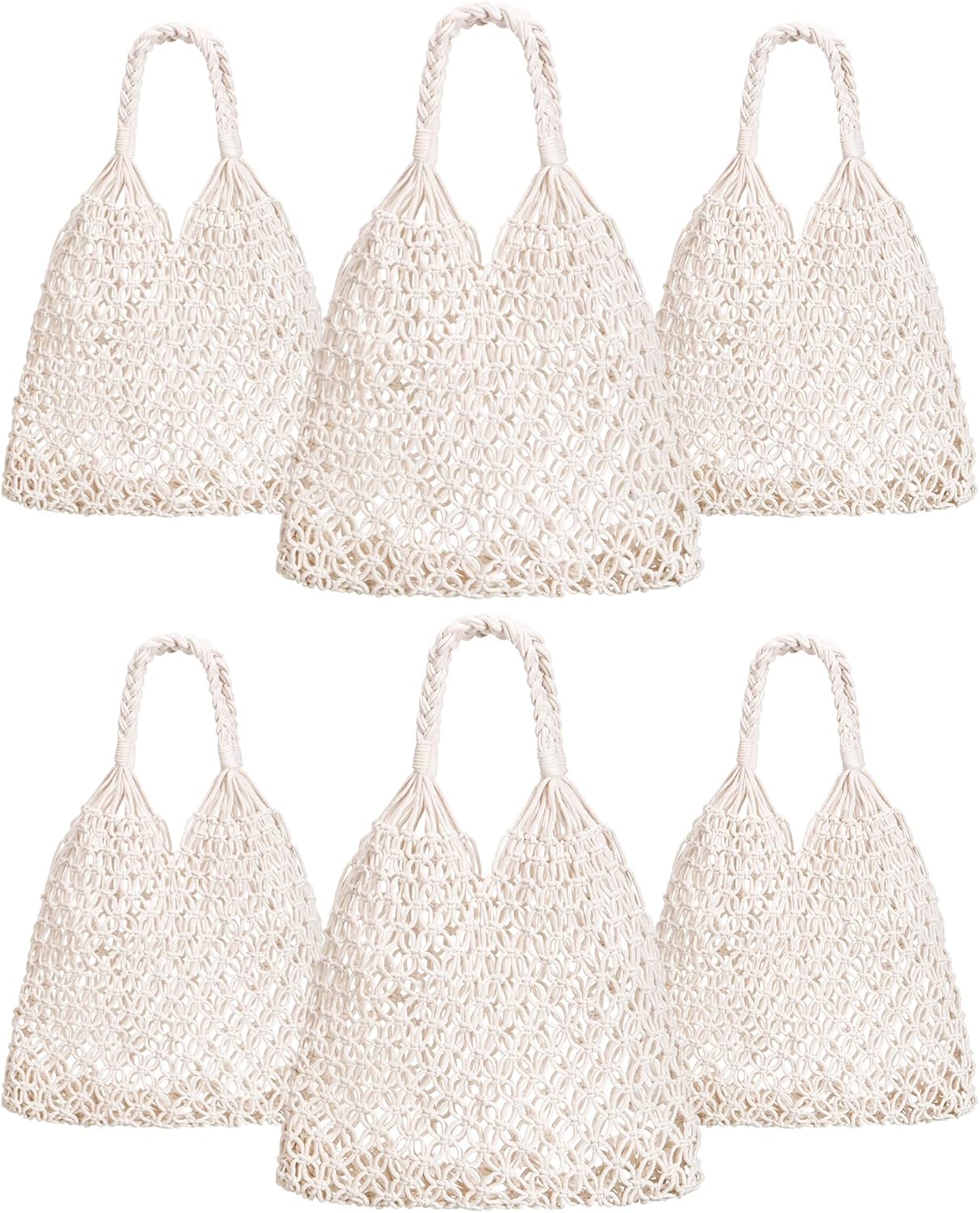 Aliceset 6 Pcs Macrame Tote Bags for Women Bridesmaid Beach Party Gifts