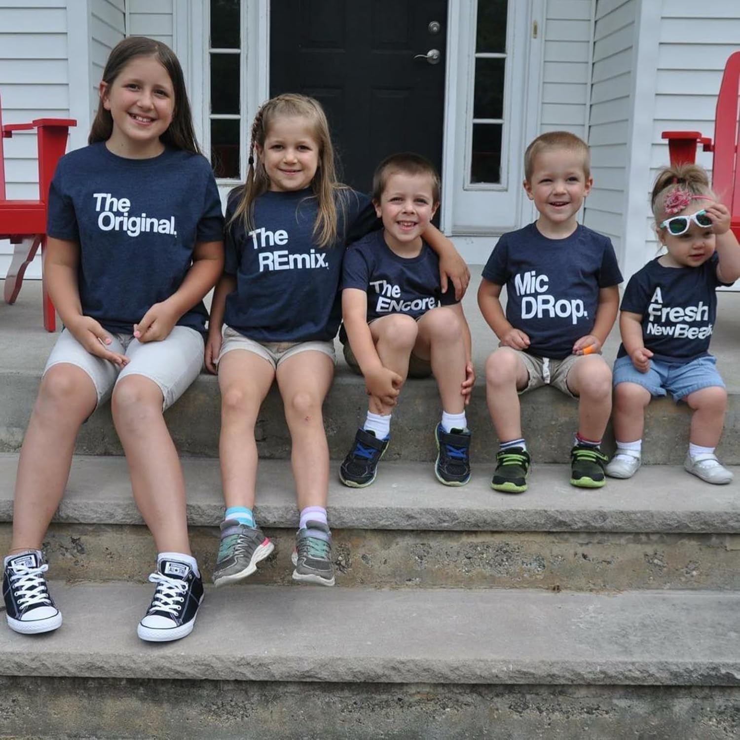 Family Matching Graphic Shirts Navy Set