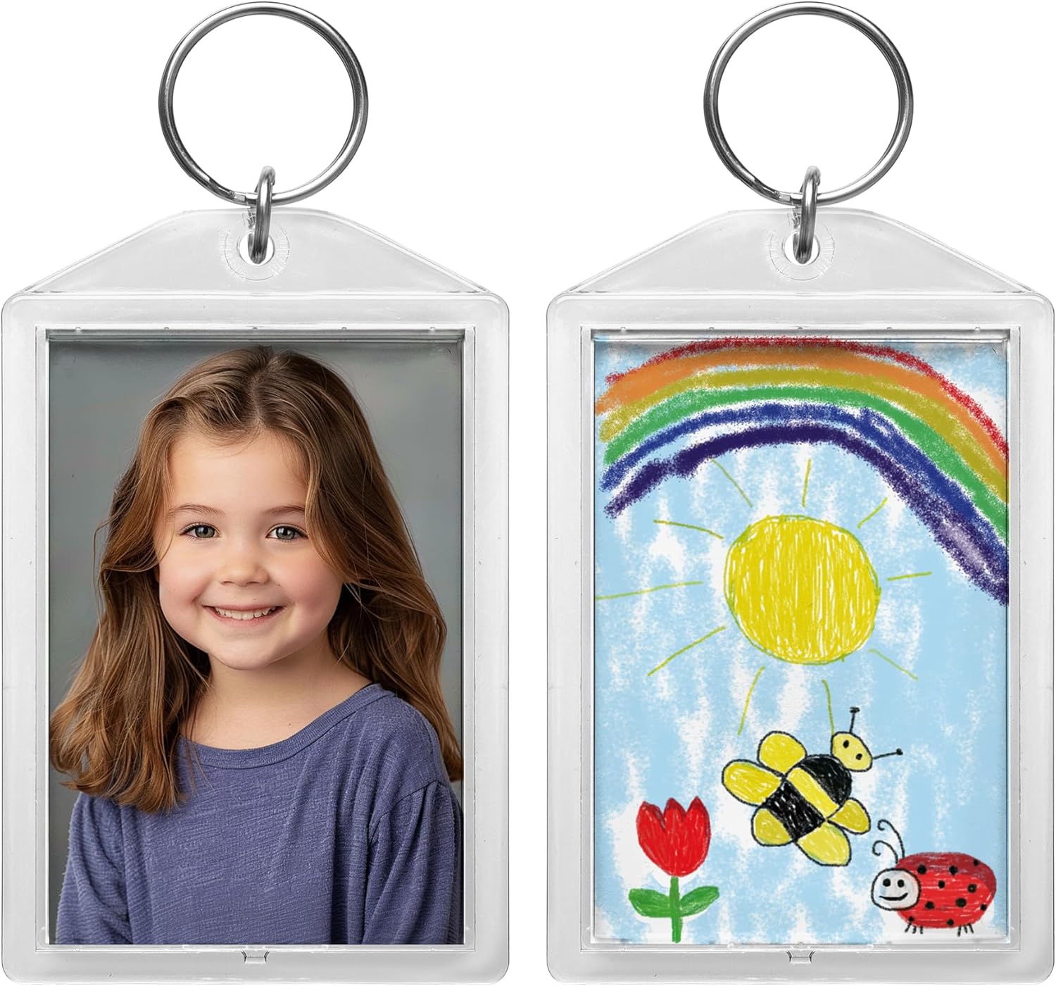 Acrylic Snap-in Photo Keychains with Two Inserts