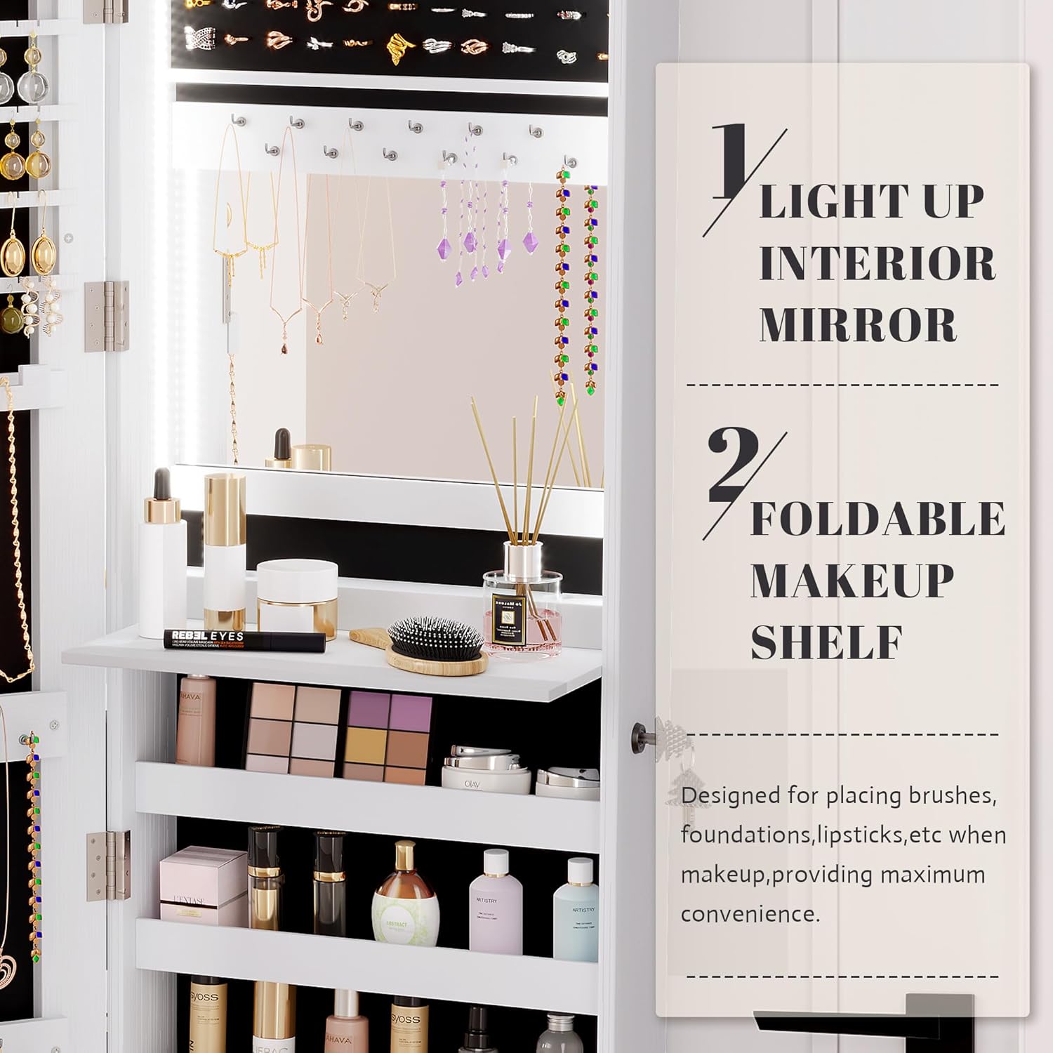 Vlsrka 472 Inch LED Jewelry Mirror Cabinet