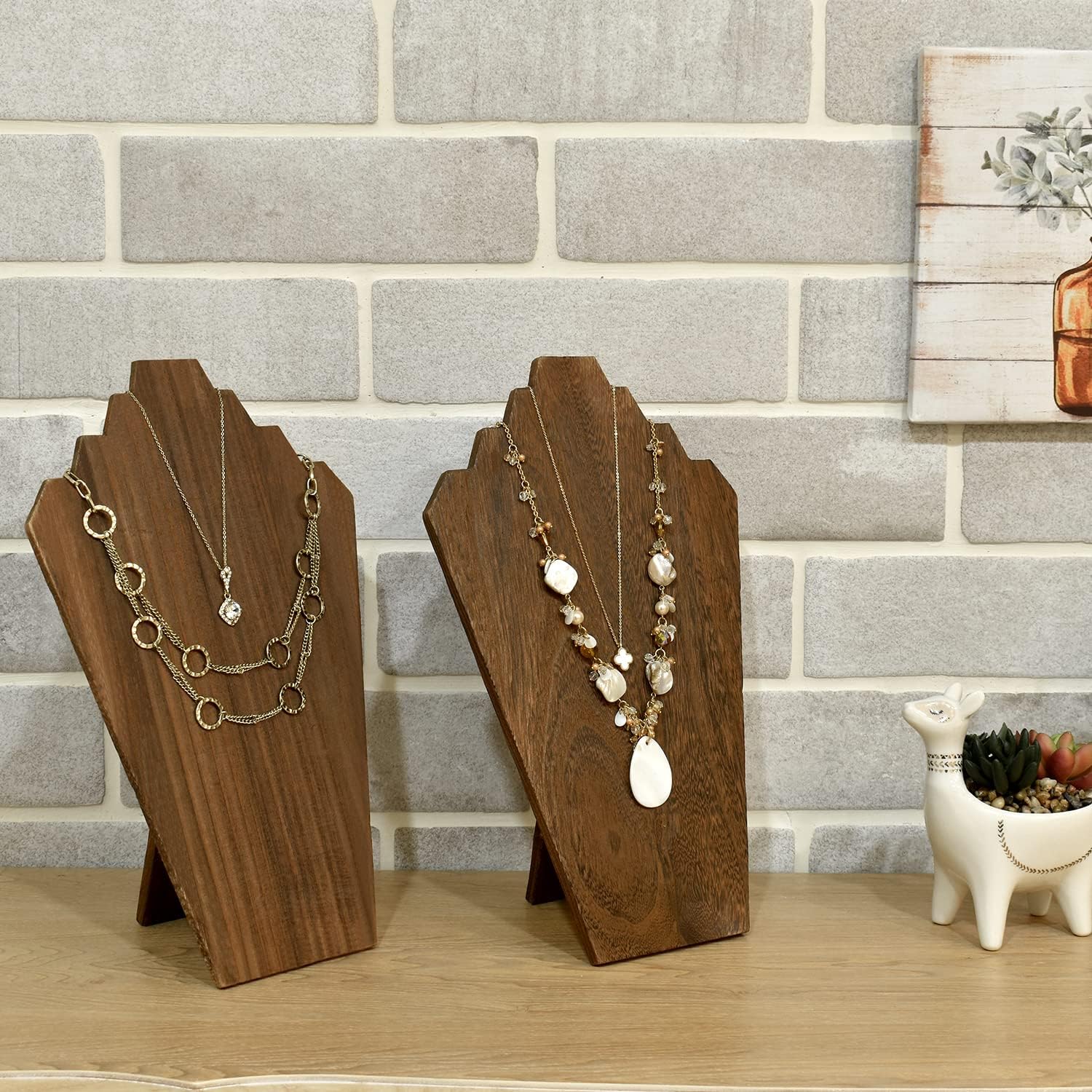 Ikee Design 2 Pcs Lightweight Wooden Necklace Display