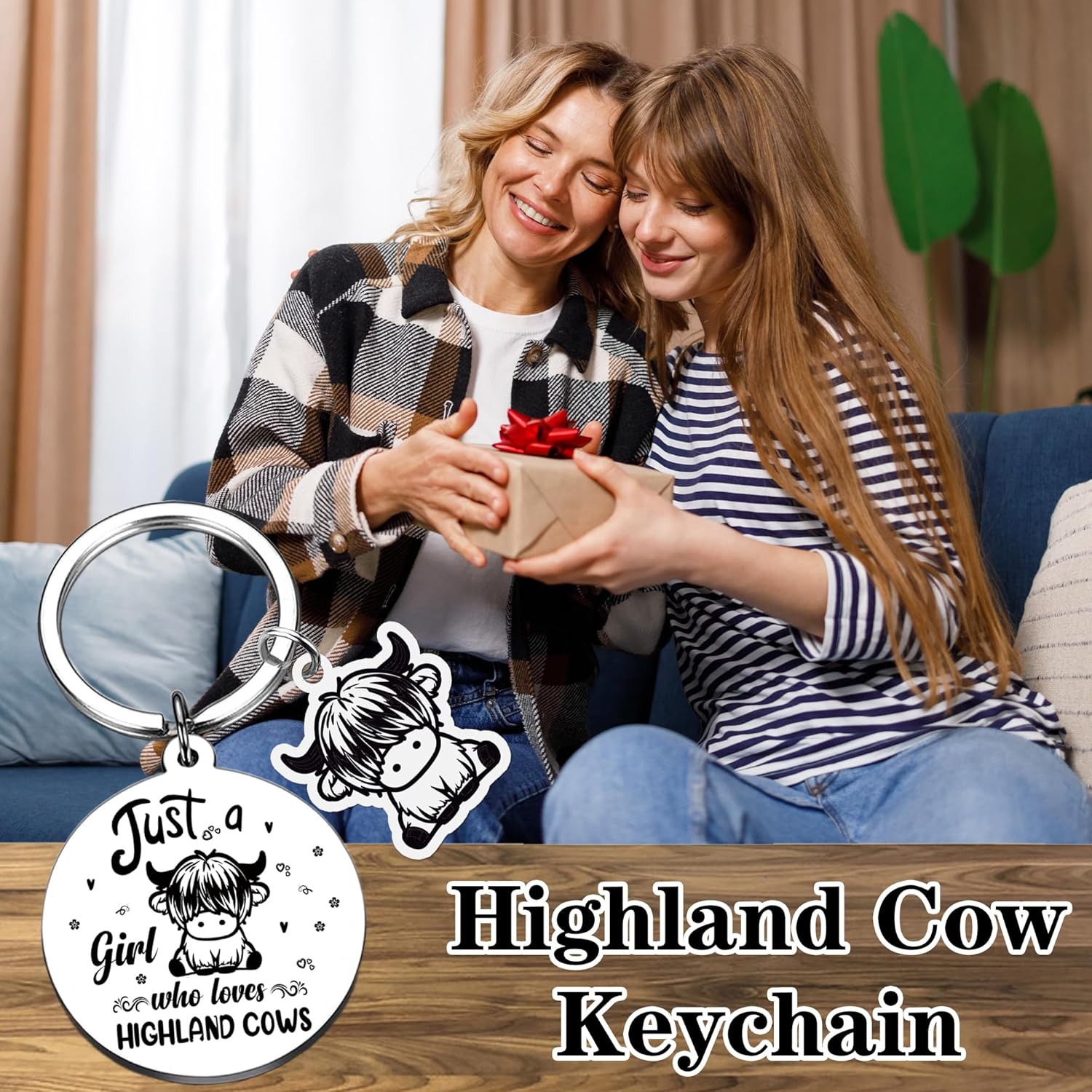 Highland Cow Keychain Cute Girl Gift for Cow Lovers
