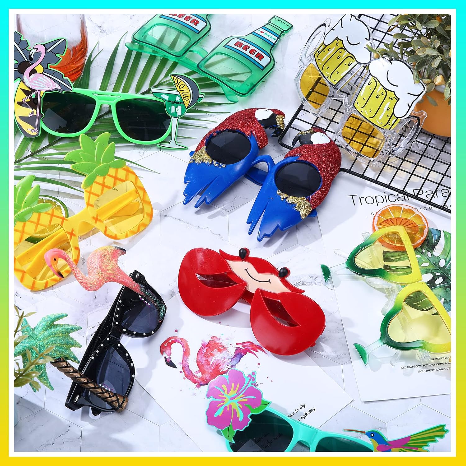 Weewooday 20 Pair Hawaiian Party Sunglasses Funny Photo Props