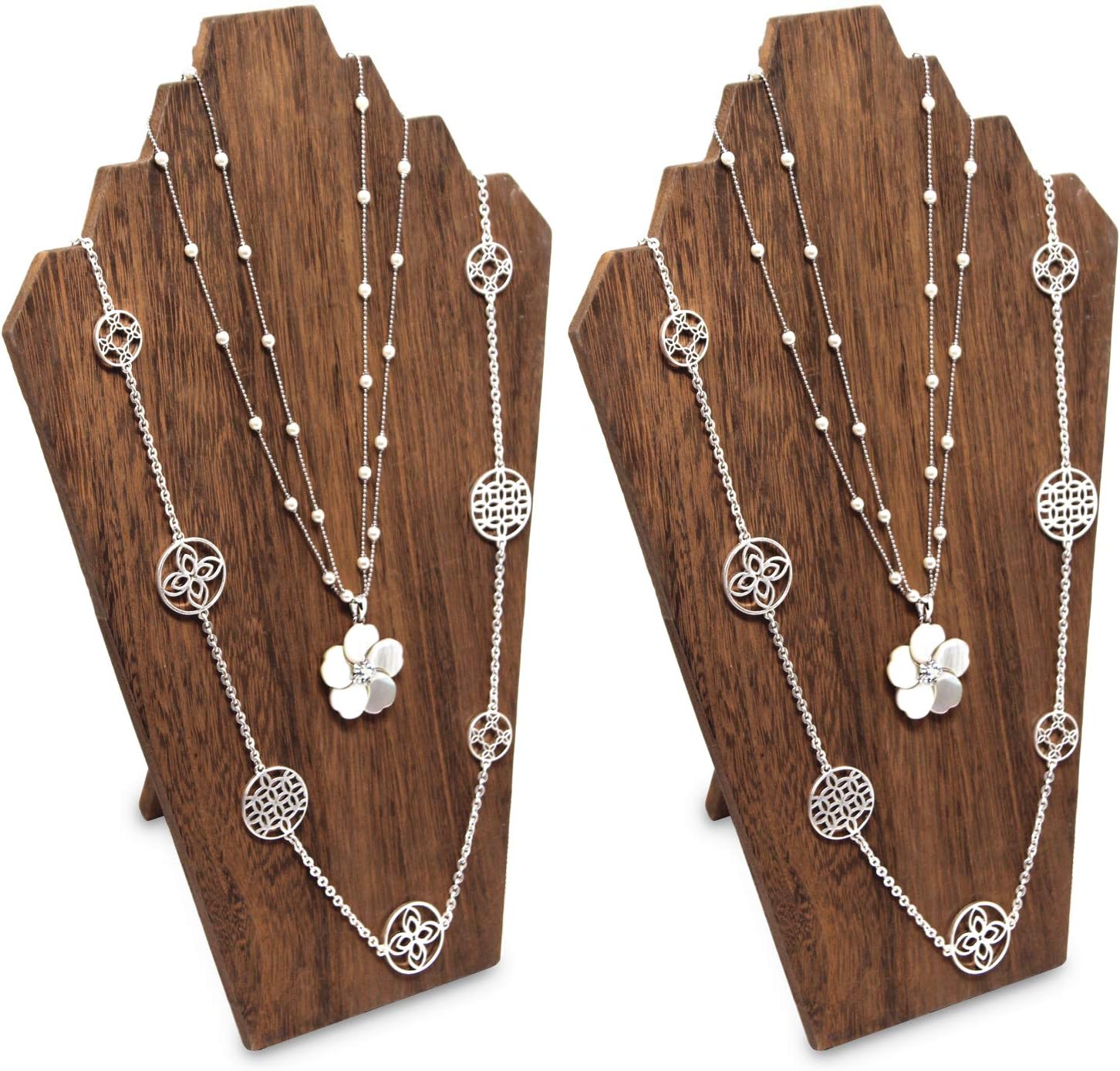 Ikee Design 2 Pcs Lightweight Wooden Necklace Display