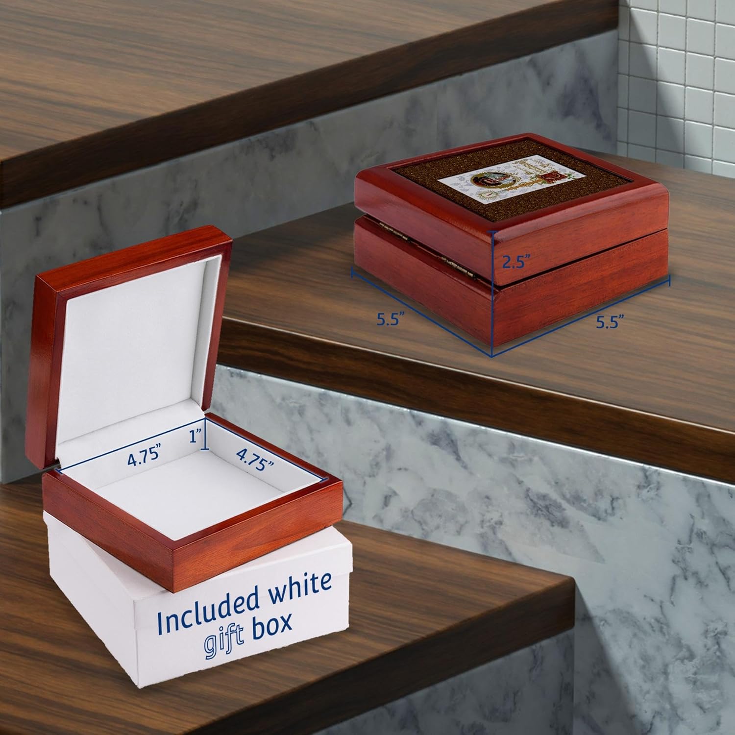 3dRose Christmas Happy Candle Santa Jewelry Box