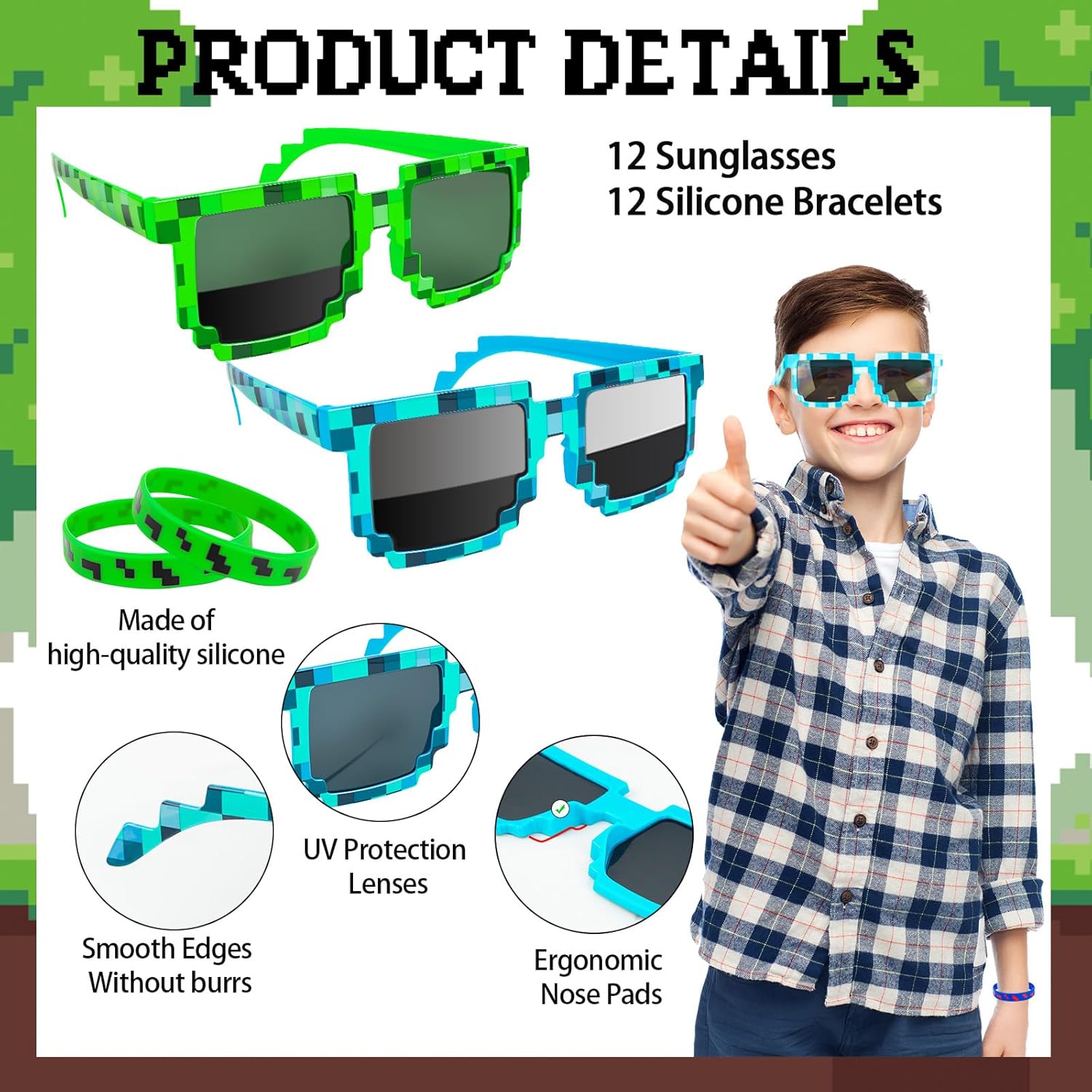 24 Pack Pixel Party Favors for Kids and Adults
