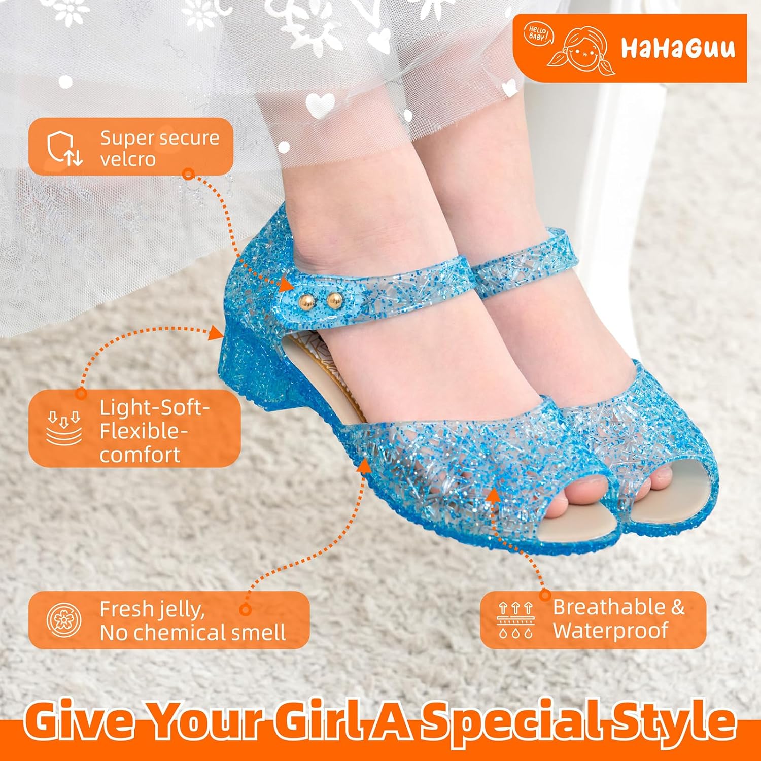 HaHaGuu Princess Jelly Flats Shoes for Girls